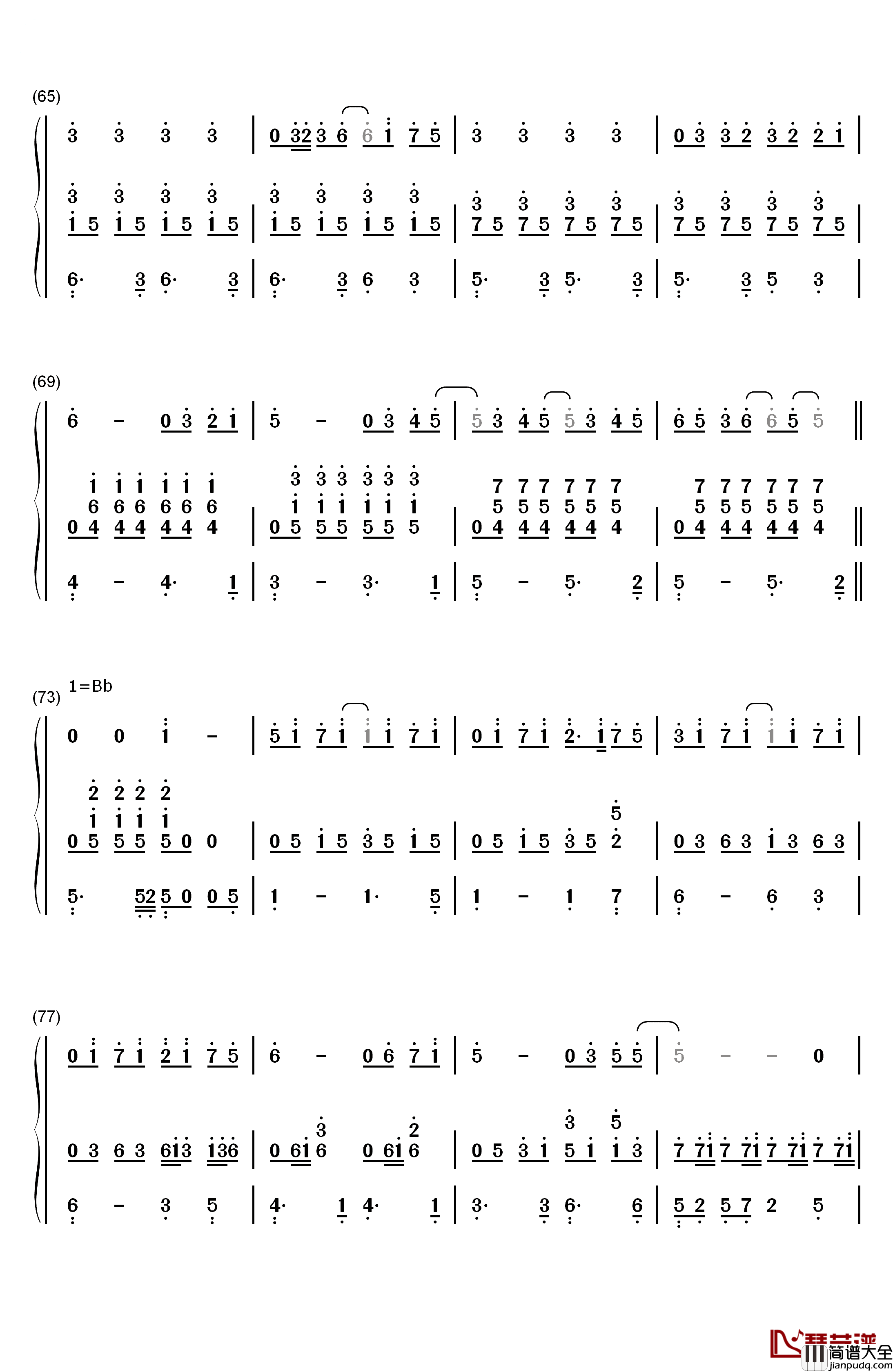 逆光钢琴简谱_数字双手_孙燕姿