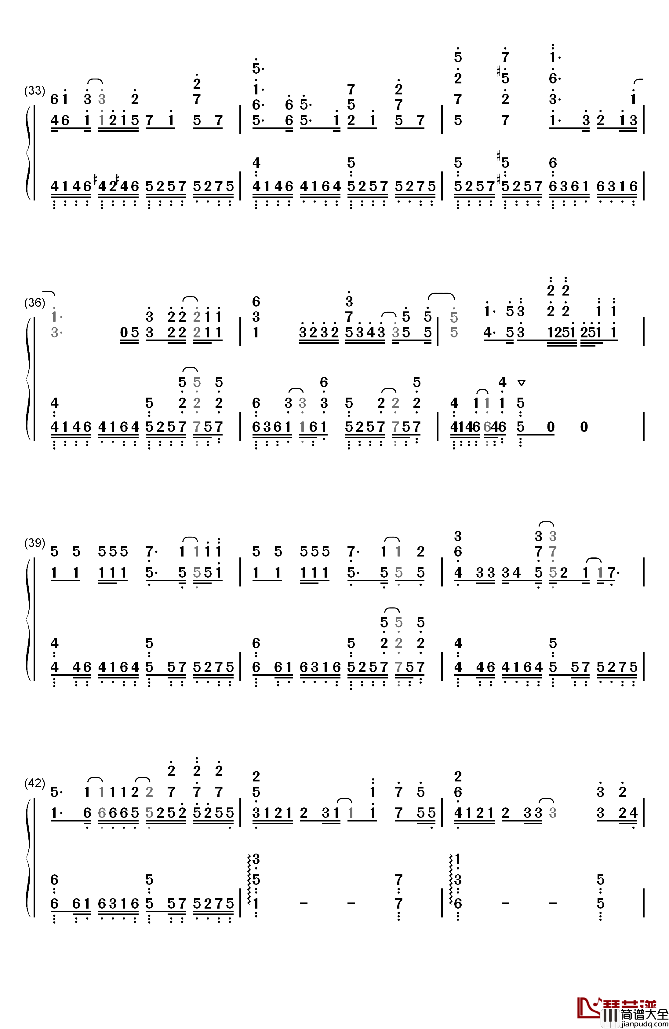 初嵐钢琴简谱_数字双手_初音未来