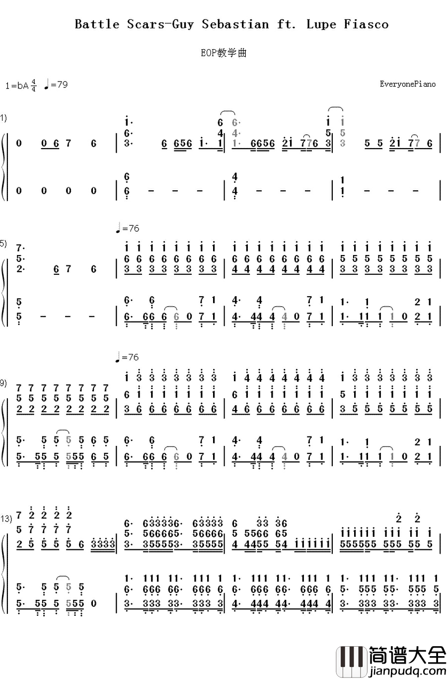 Battle_Scars钢琴简谱_数字双手_Guy_Sebastian_ft._Lupe_Fiasco