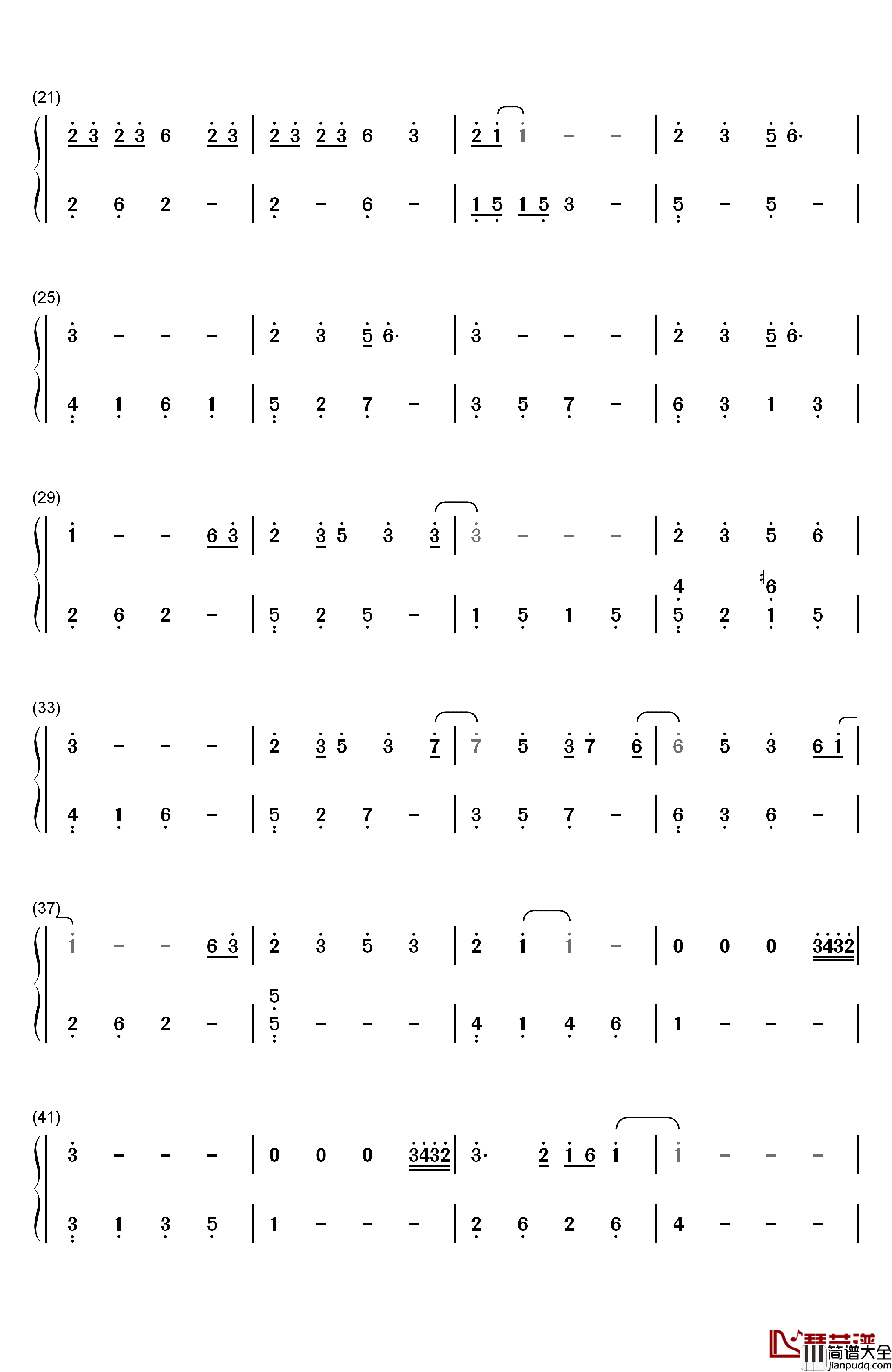 关键词钢琴简谱_数字双手_林俊杰