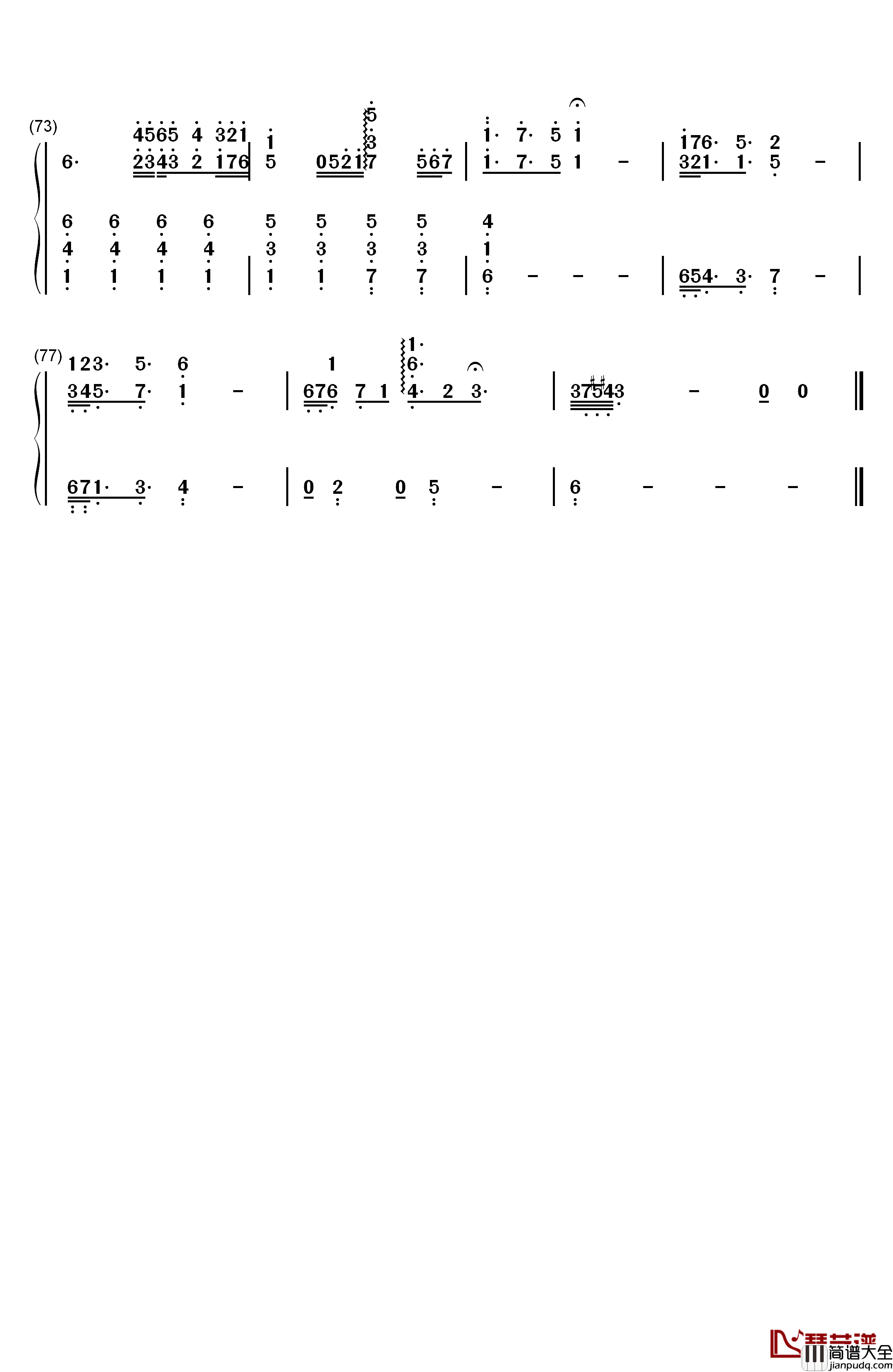 空の向こうに钢琴简谱_数字双手_冈崎律子