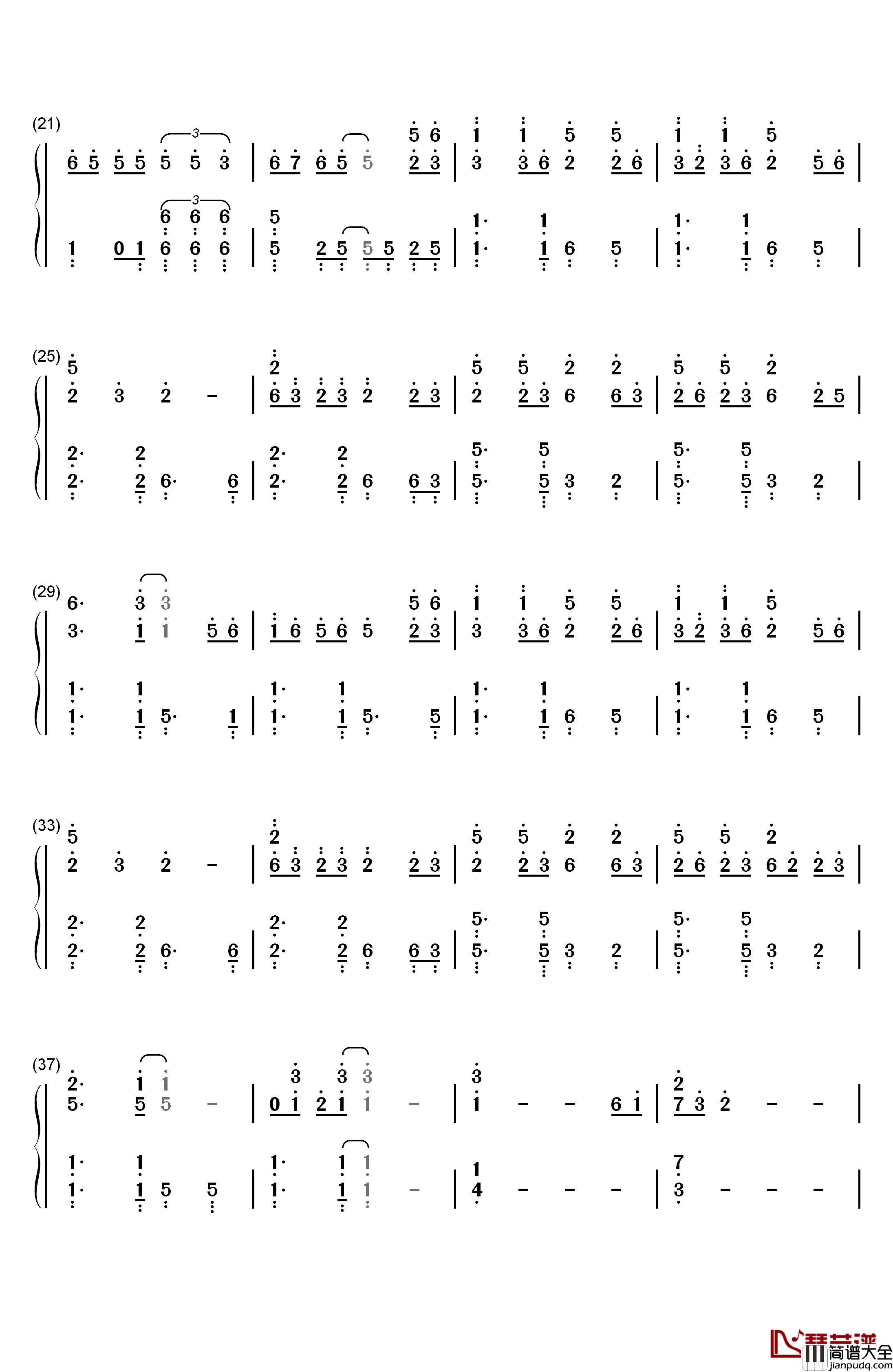 笑红尘钢琴简谱_数字双手_陈淑桦