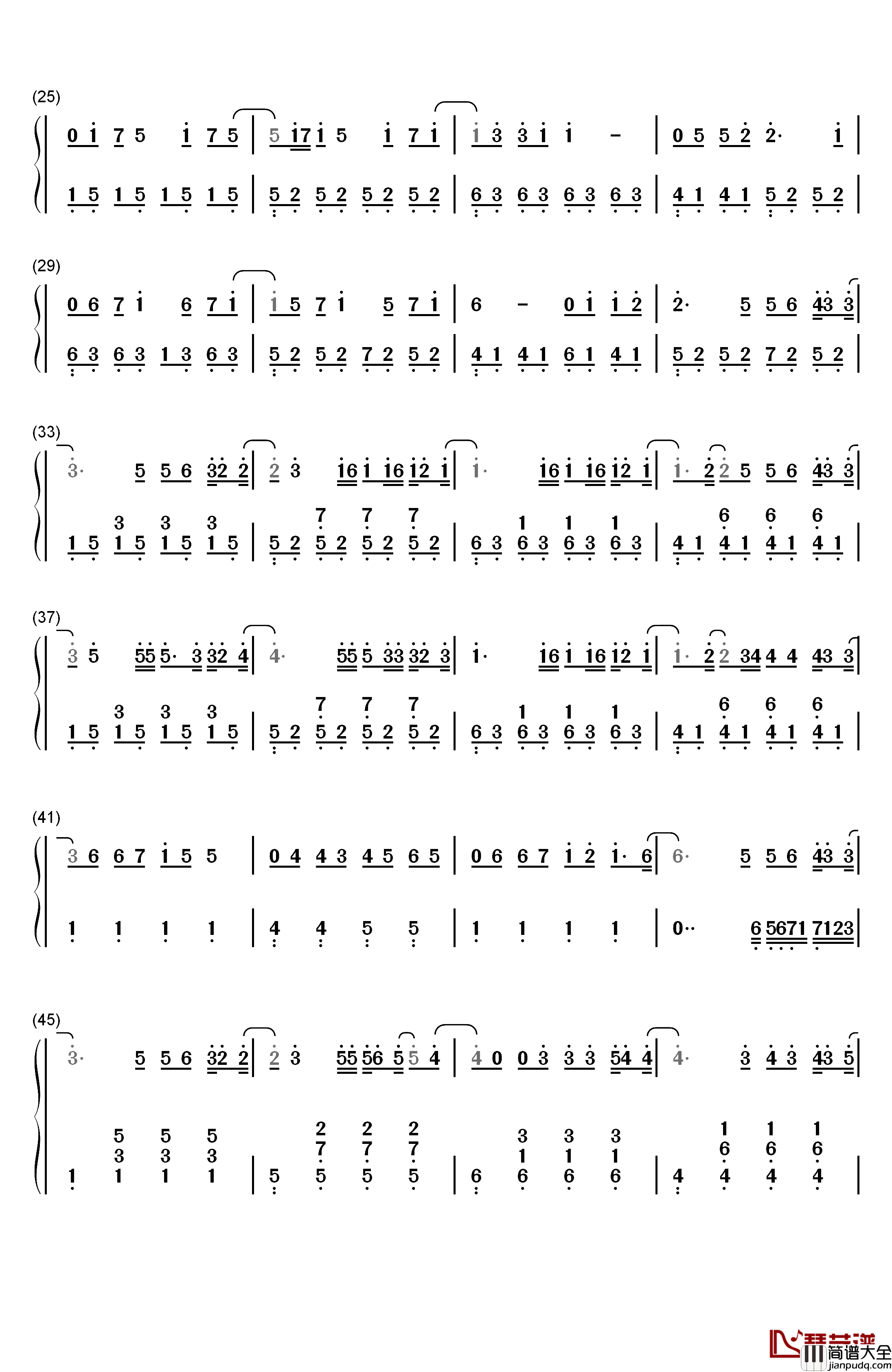 鹿_Be_Free钢琴简谱_数字双手_尚雯婕