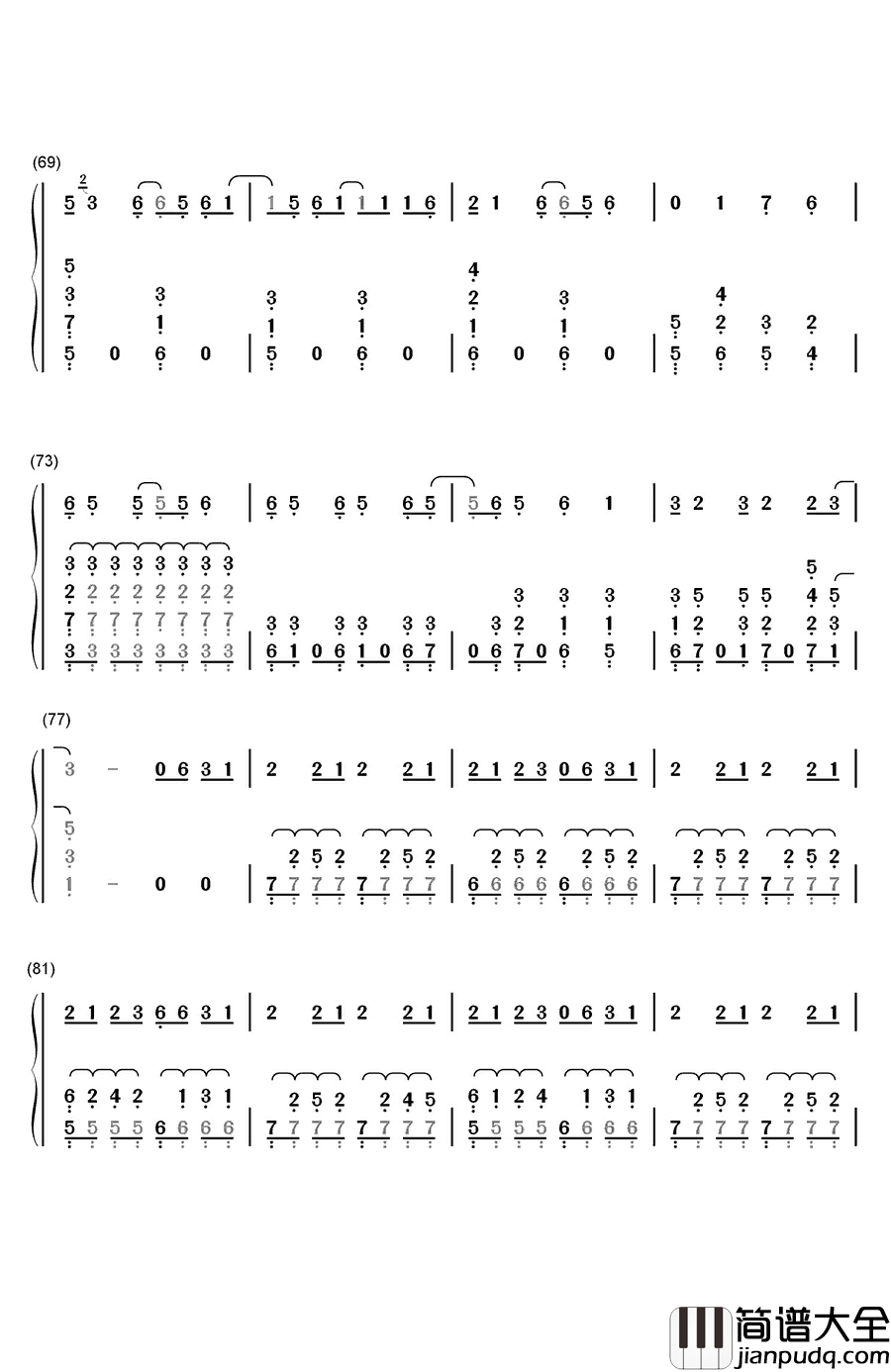 权御天下钢琴简谱_数字双手_洛天依