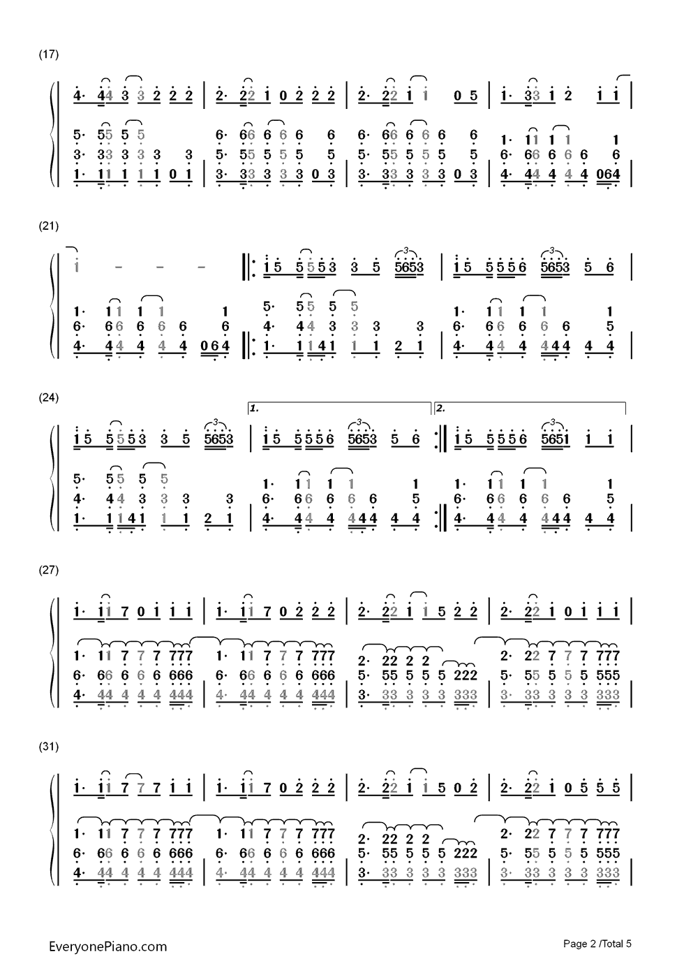 Every_Teardrop_Is_a_Waterfall钢琴简谱_数字双手_Coldplay