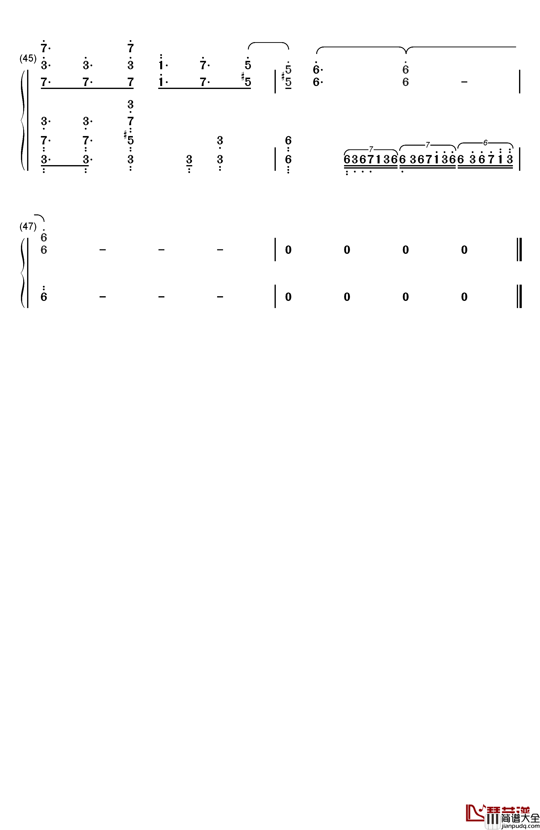 アイリス钢琴简谱_数字双手_蓝井艾露