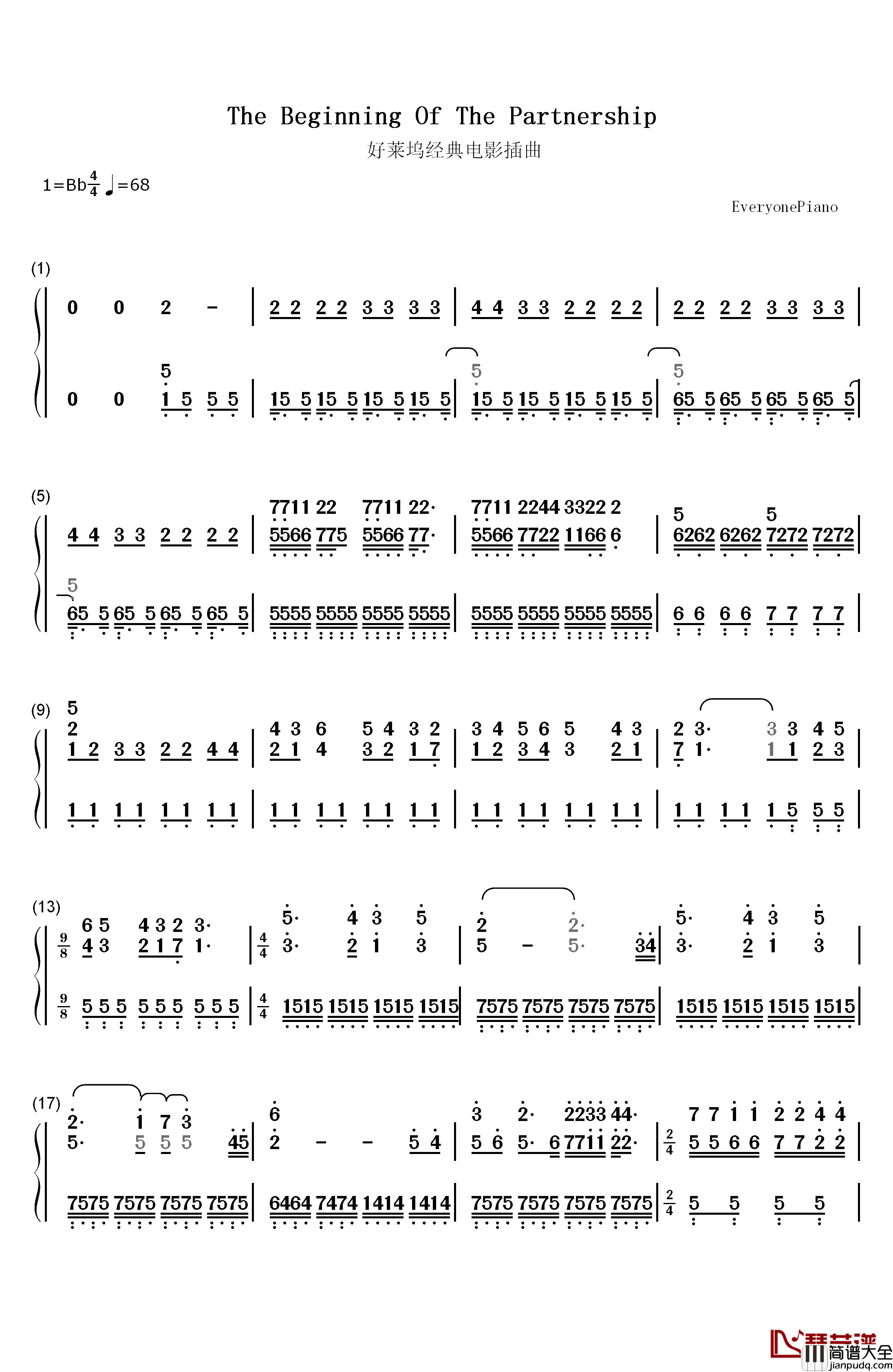 The_Beginning_of_the_Partnership钢琴简谱_数字双手_Stephen_Warbeck