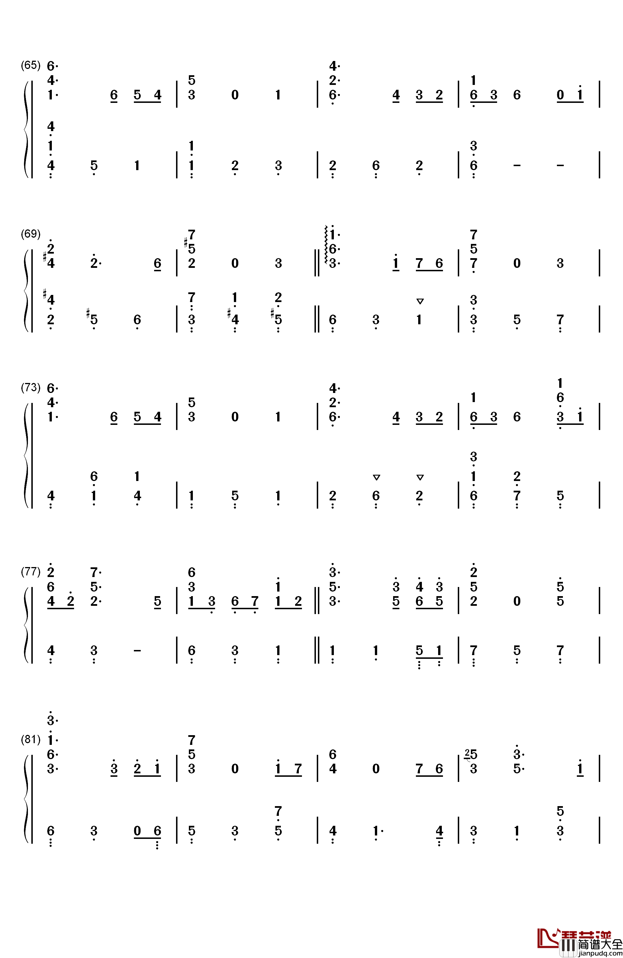 别了夏天钢琴简谱_数字双手_手嶌葵_宫崎骏