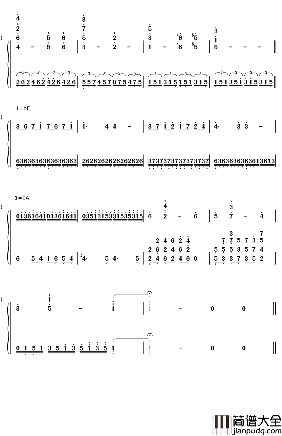 _叶塞尼亚_主题曲（Yesenia）钢琴简谱_数字双手_未知