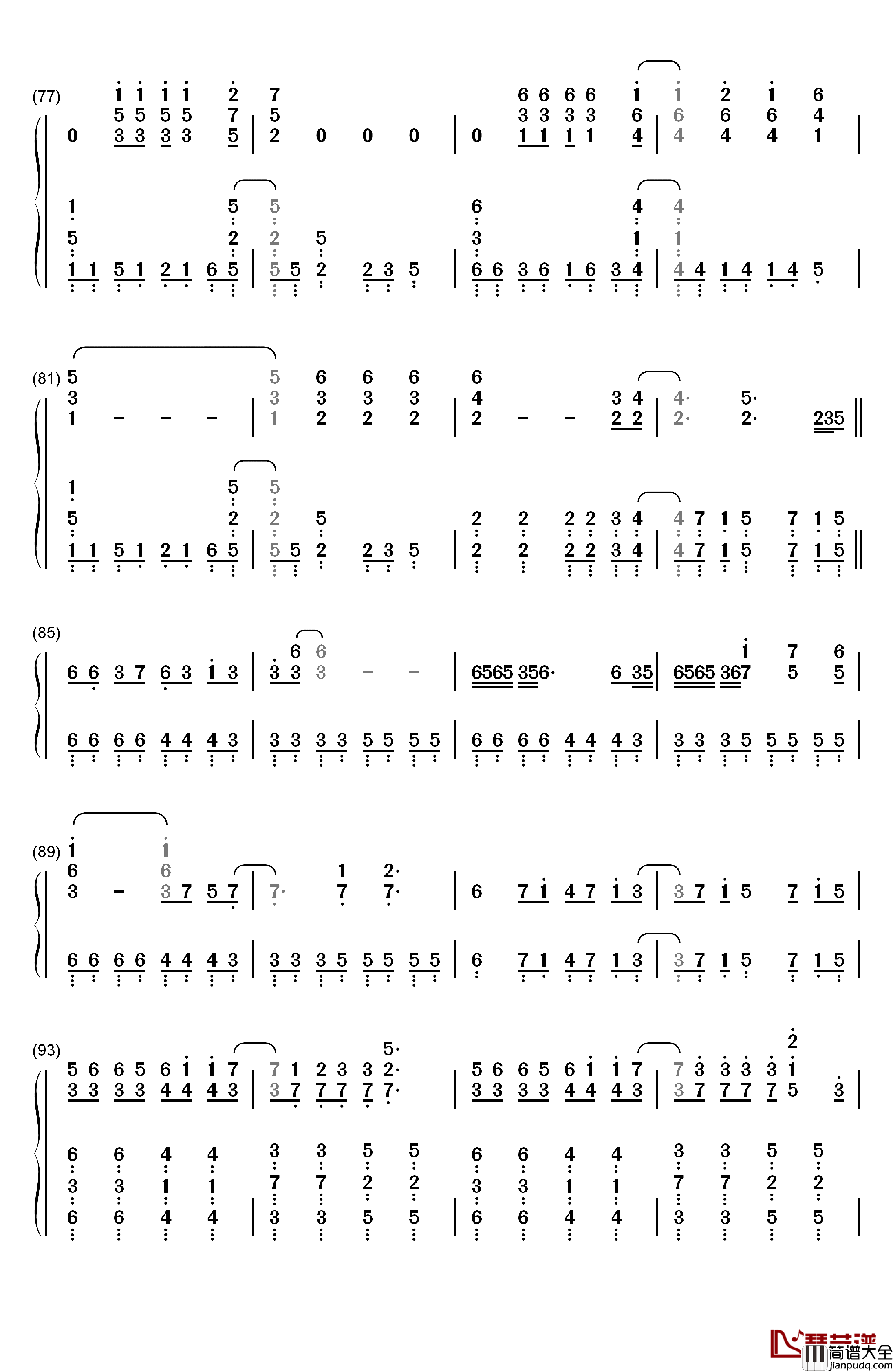 Square_Hammer钢琴简谱_数字双手_Ghost