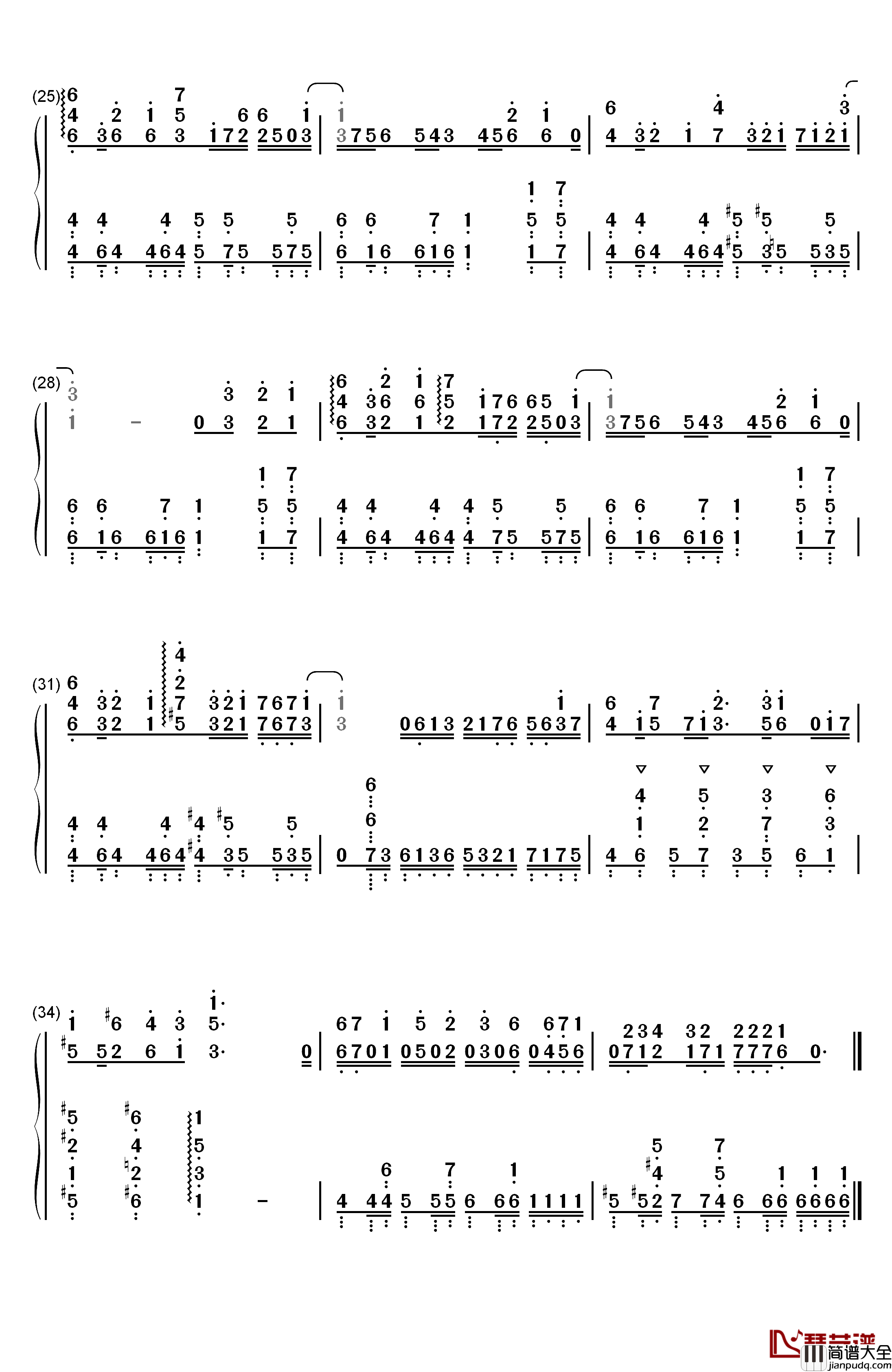 ピースサイン钢琴简谱_数字双手_米津玄师