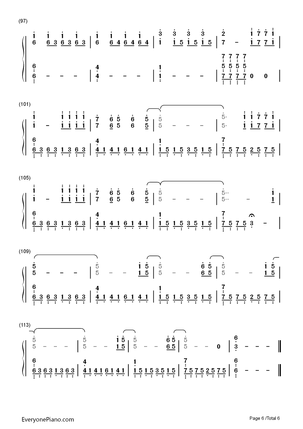 One钢琴简谱_数字双手_Epik_High