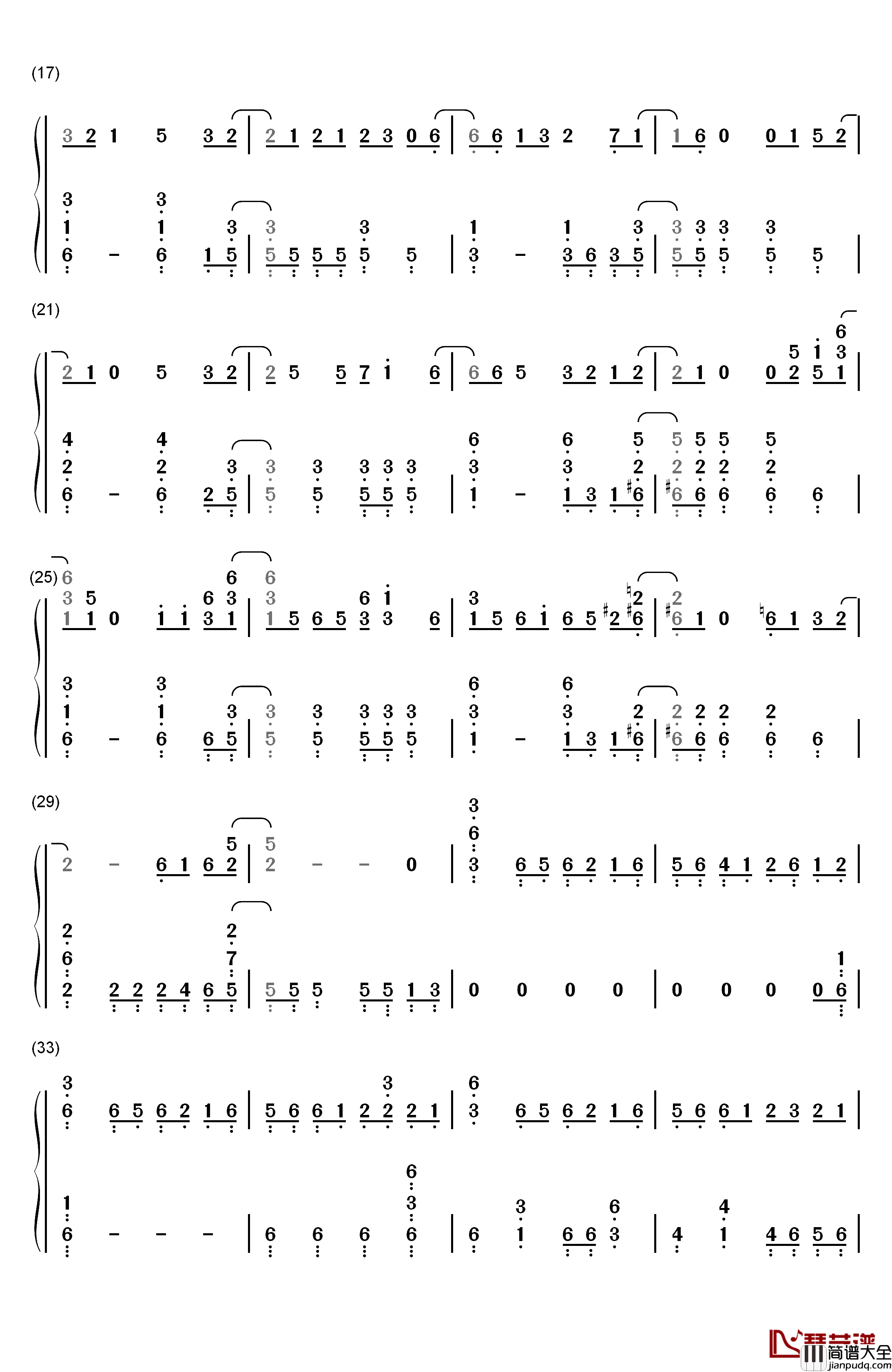 ロスタイムメモリー钢琴简谱_数字双手_IA