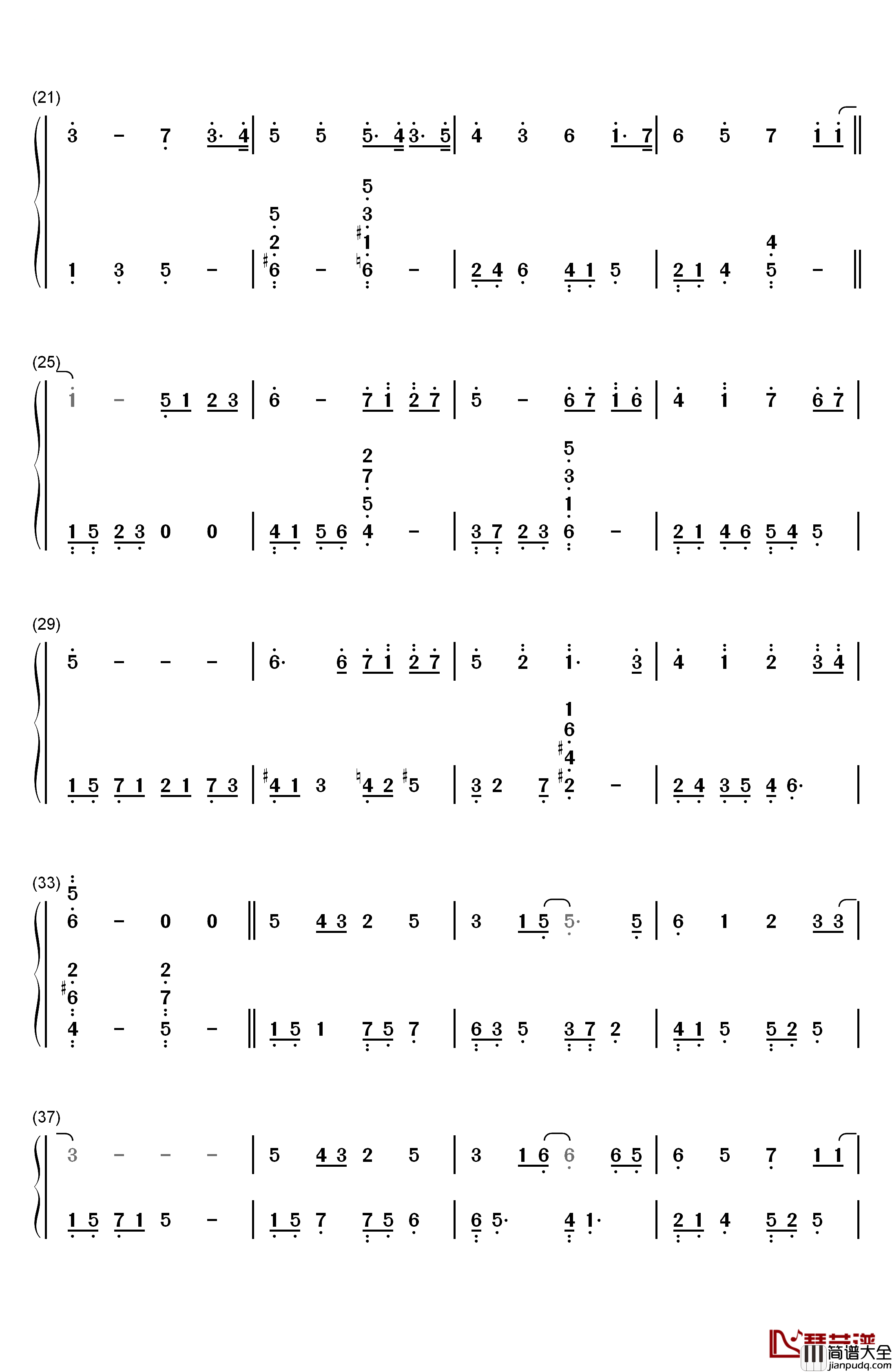 妈妈宝贝钢琴简谱_数字双手_李冰冰