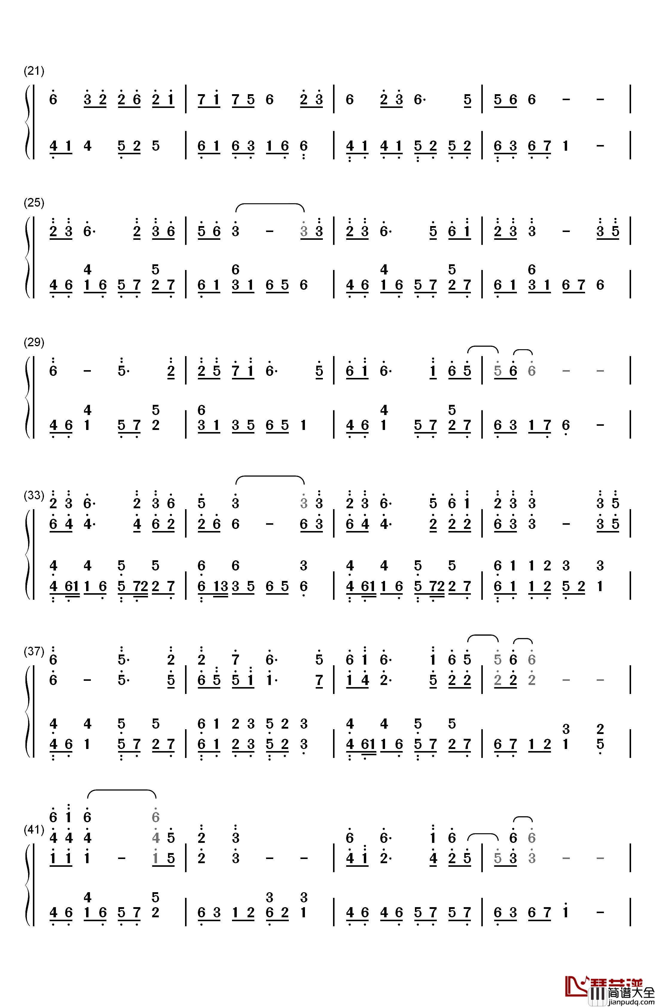 初见钢琴简谱_数字双手_余昭源_叶里