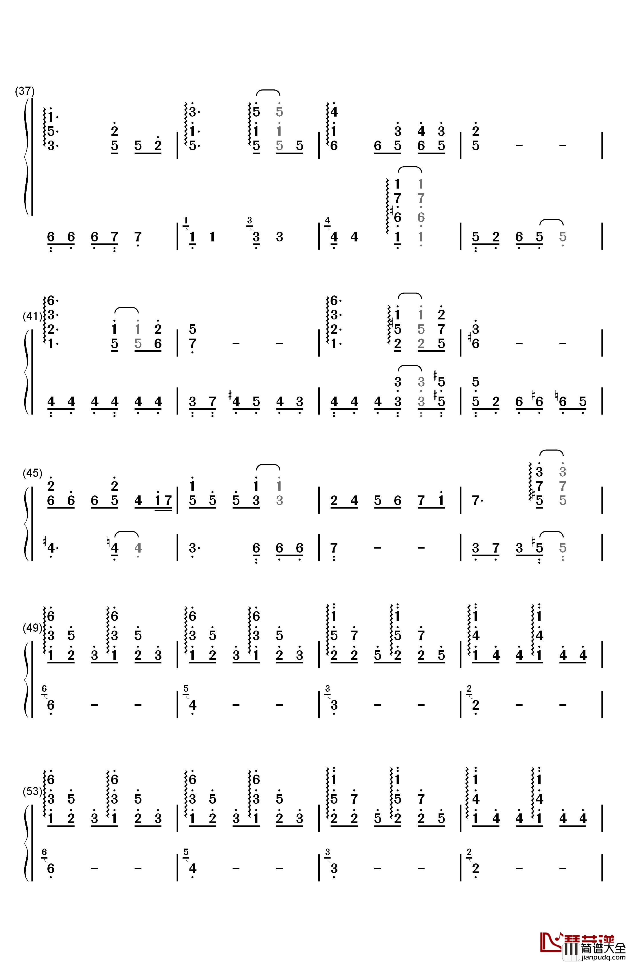 雨のテーマ钢琴简谱_数字双手_柿岛伸次