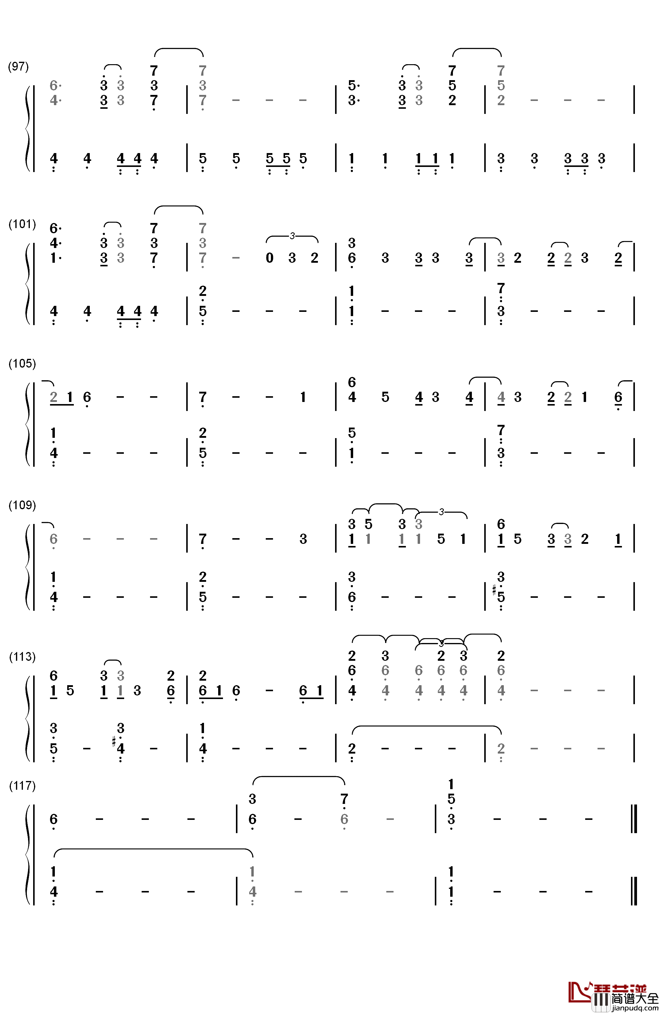 Trainwreck钢琴简谱_数字双手_Demi_Lovato