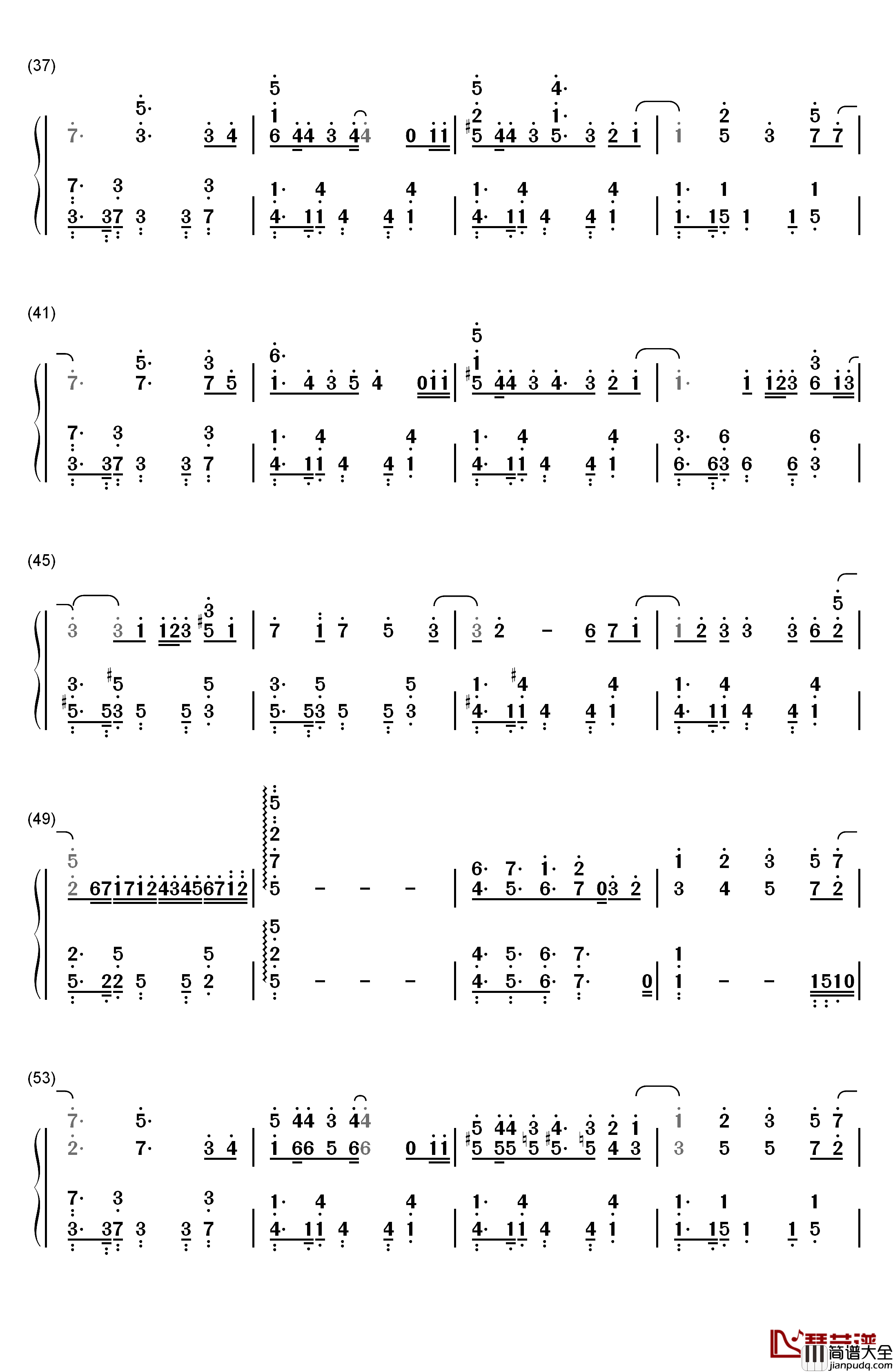 Everytime钢琴简谱_数字双手_Chen__Punch