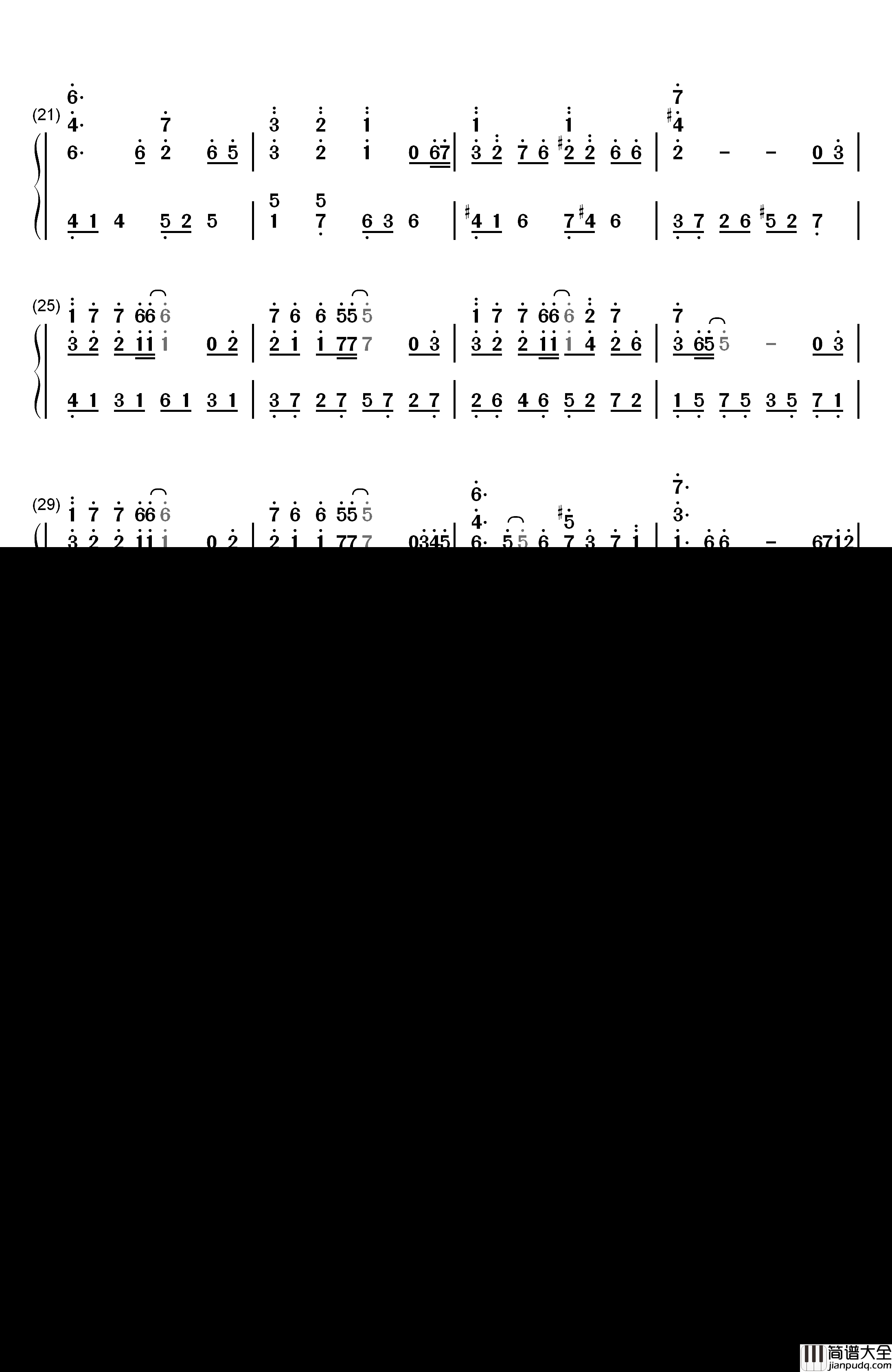 信笺钢琴简谱_数字双手_西村由纪江