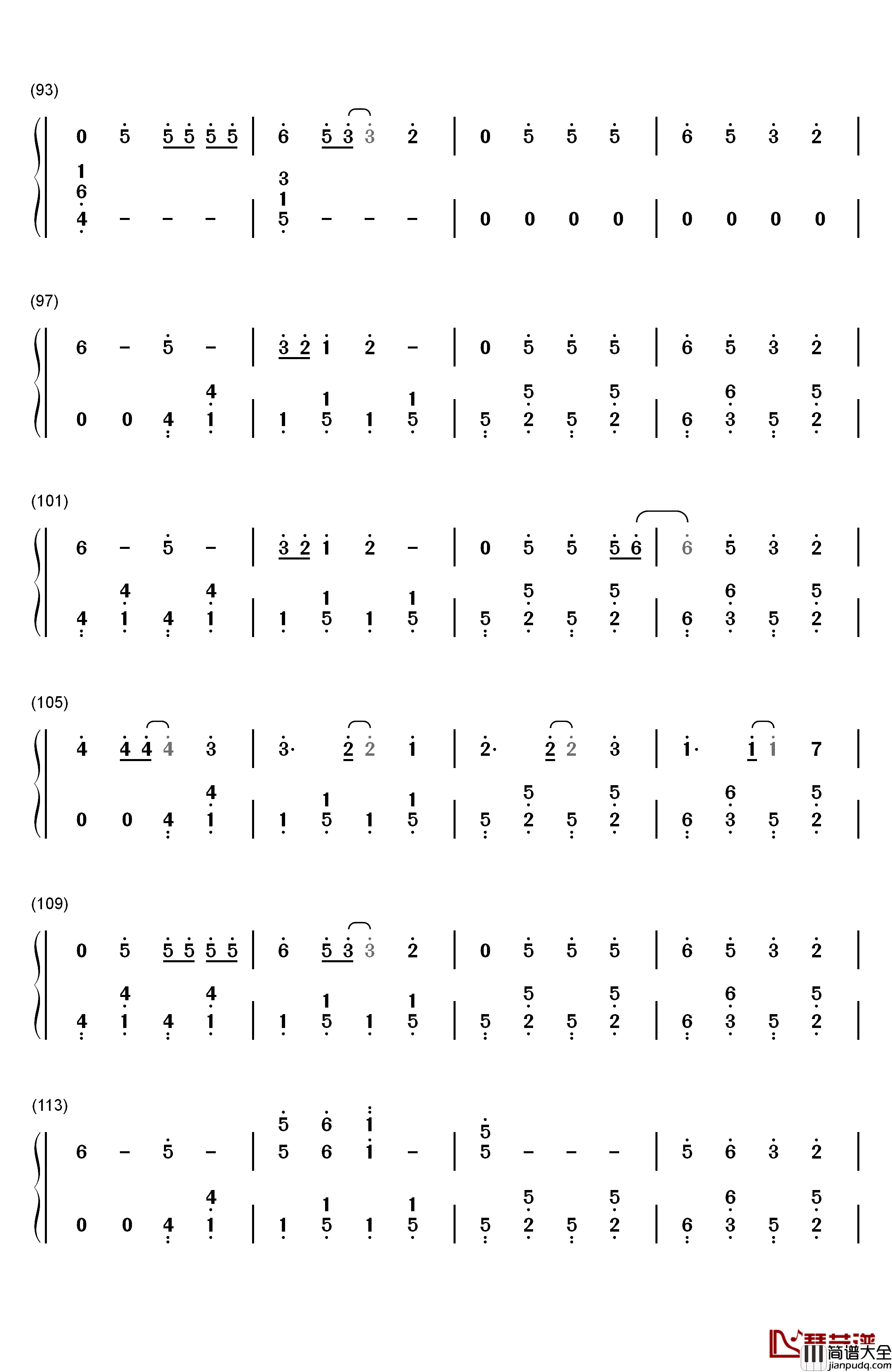 Final_Song钢琴简谱_数字双手_MO