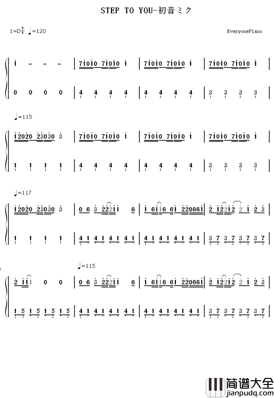 STEP_TO_YOU钢琴简谱_数字双手_初音ミク