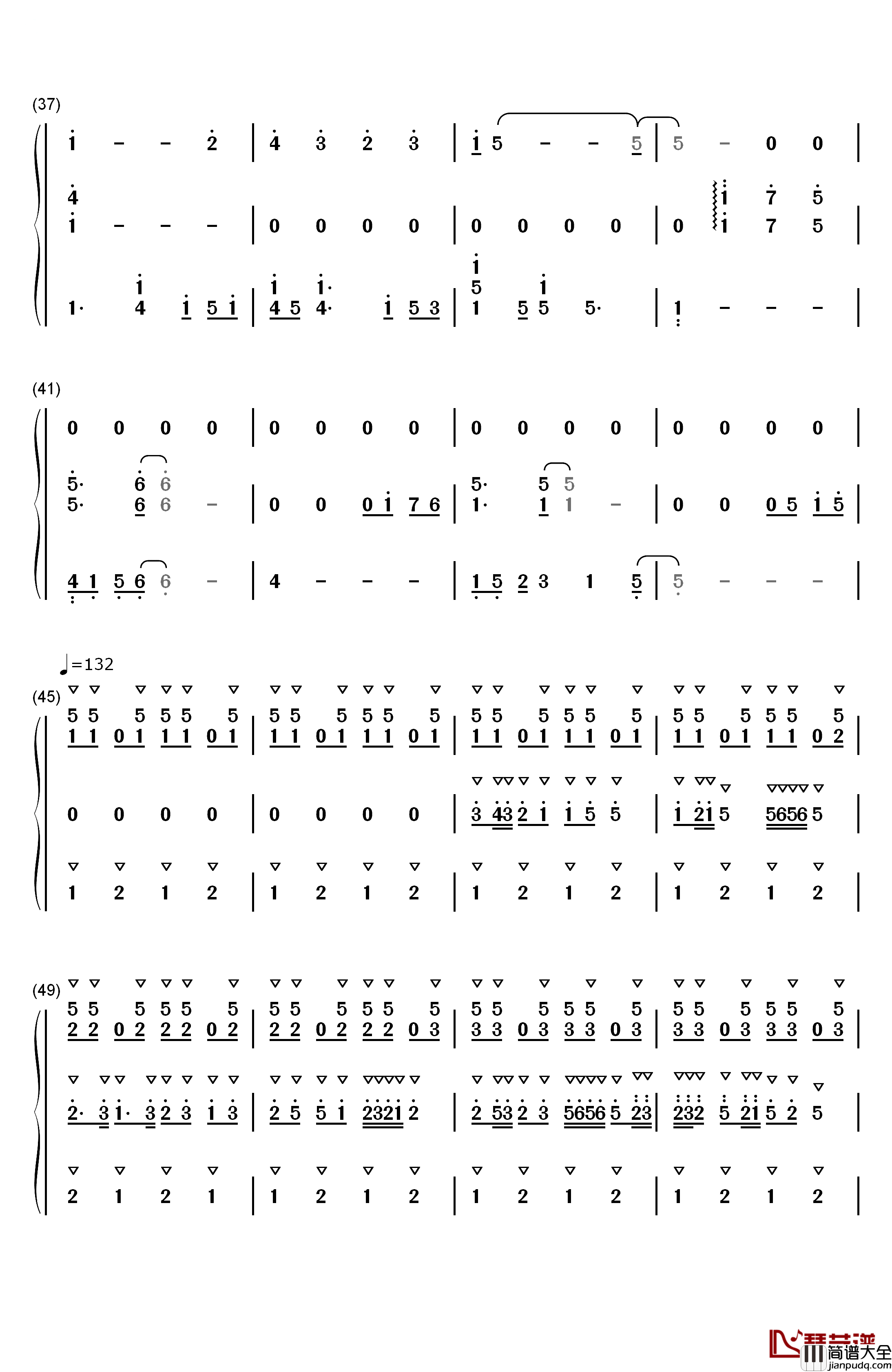 清浅谷钢琴简谱_数字双手_林海