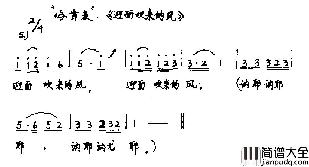 迎面吹来的风简谱_