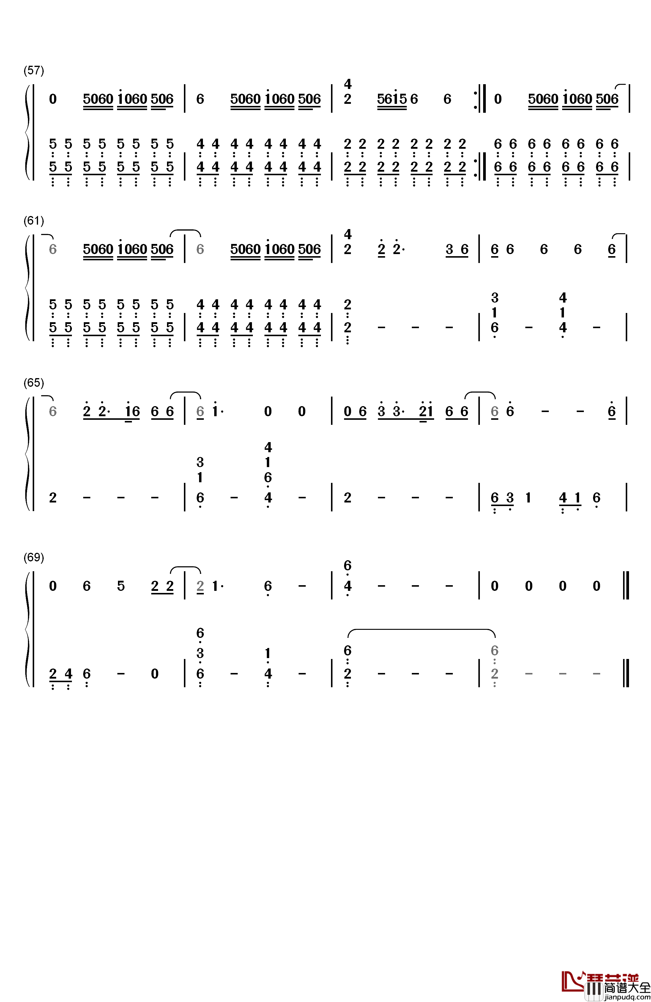 Way_Down_We_Go钢琴简谱_数字双手_Kaleo