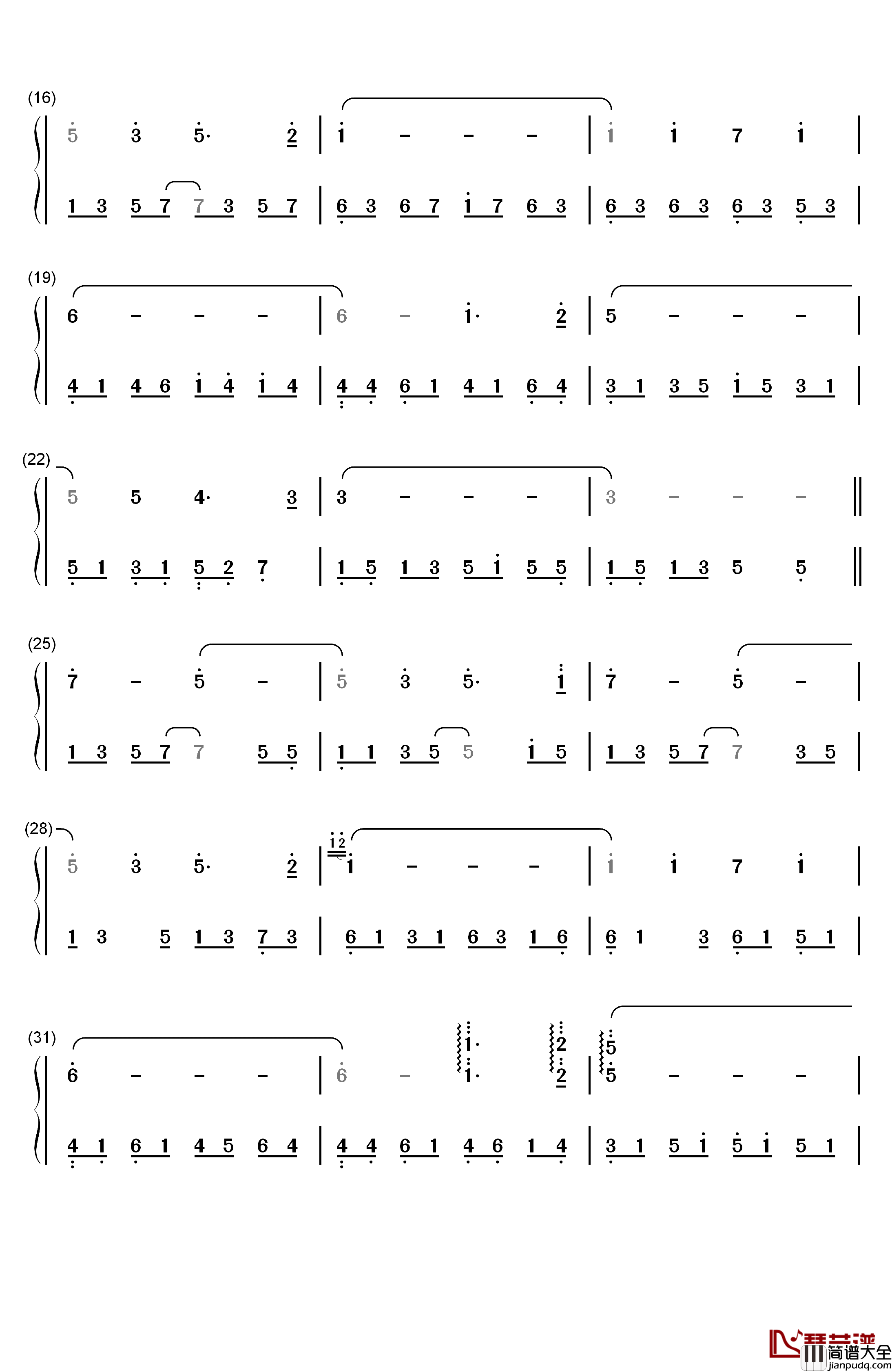 Gracefully钢琴简谱_数字双手_Giovanni_Marradi(乔瓦尼)