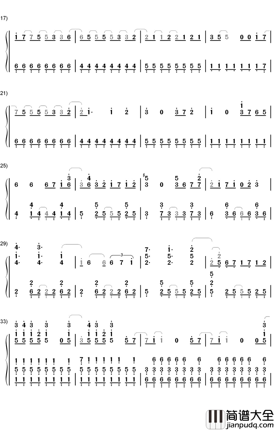 夏目友人帐第三季主题曲钢琴简谱_数字双手_LONG_SHOT_PARTY