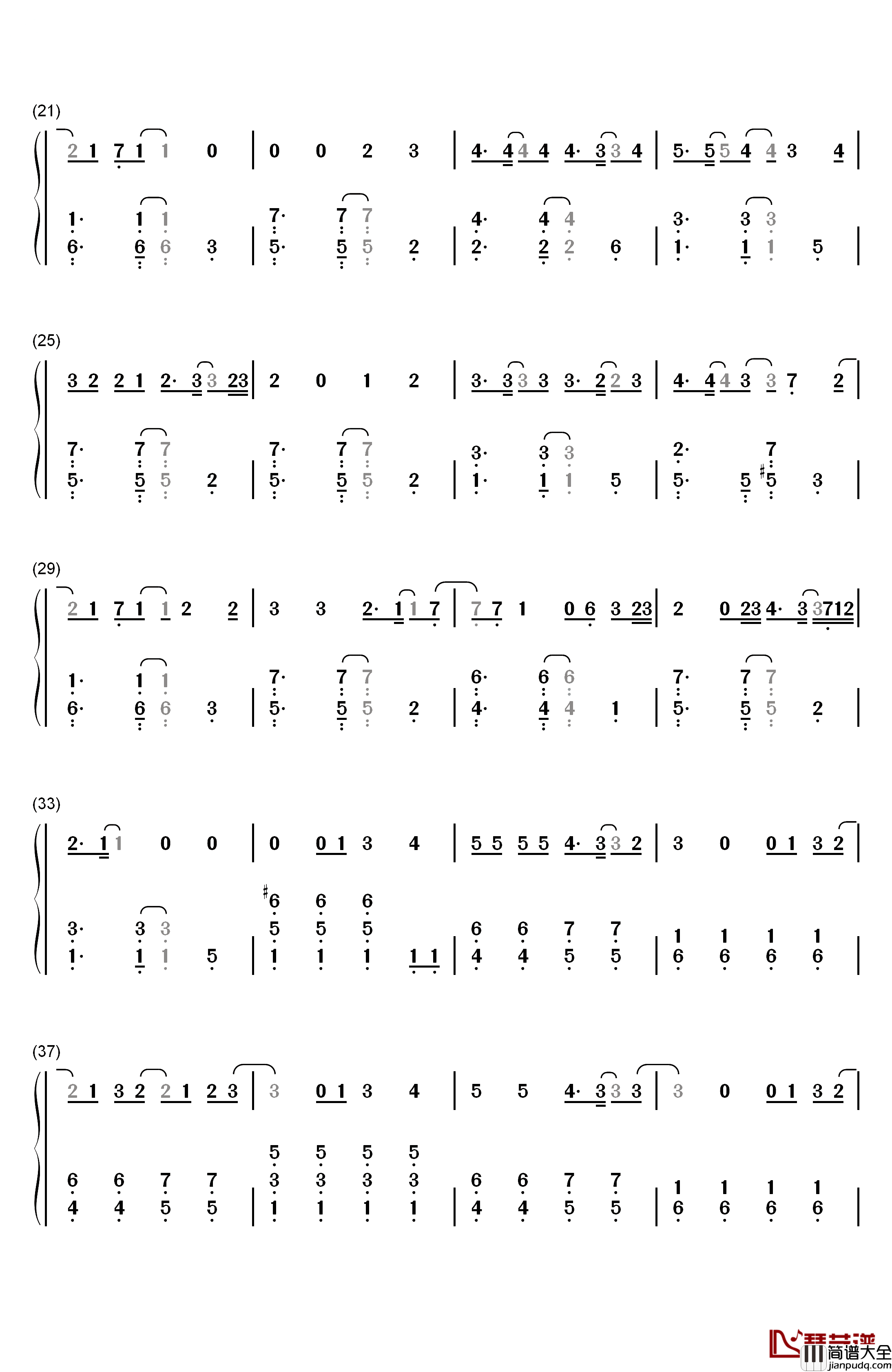 氷の上に立つように钢琴简谱_数字双手_小松未歩