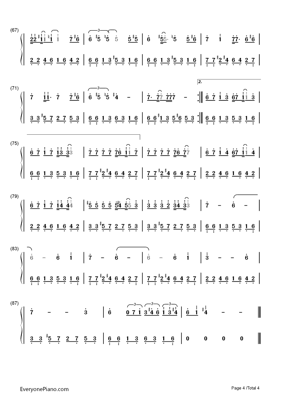 迷迭香钢琴简谱_数字双手_周杰伦