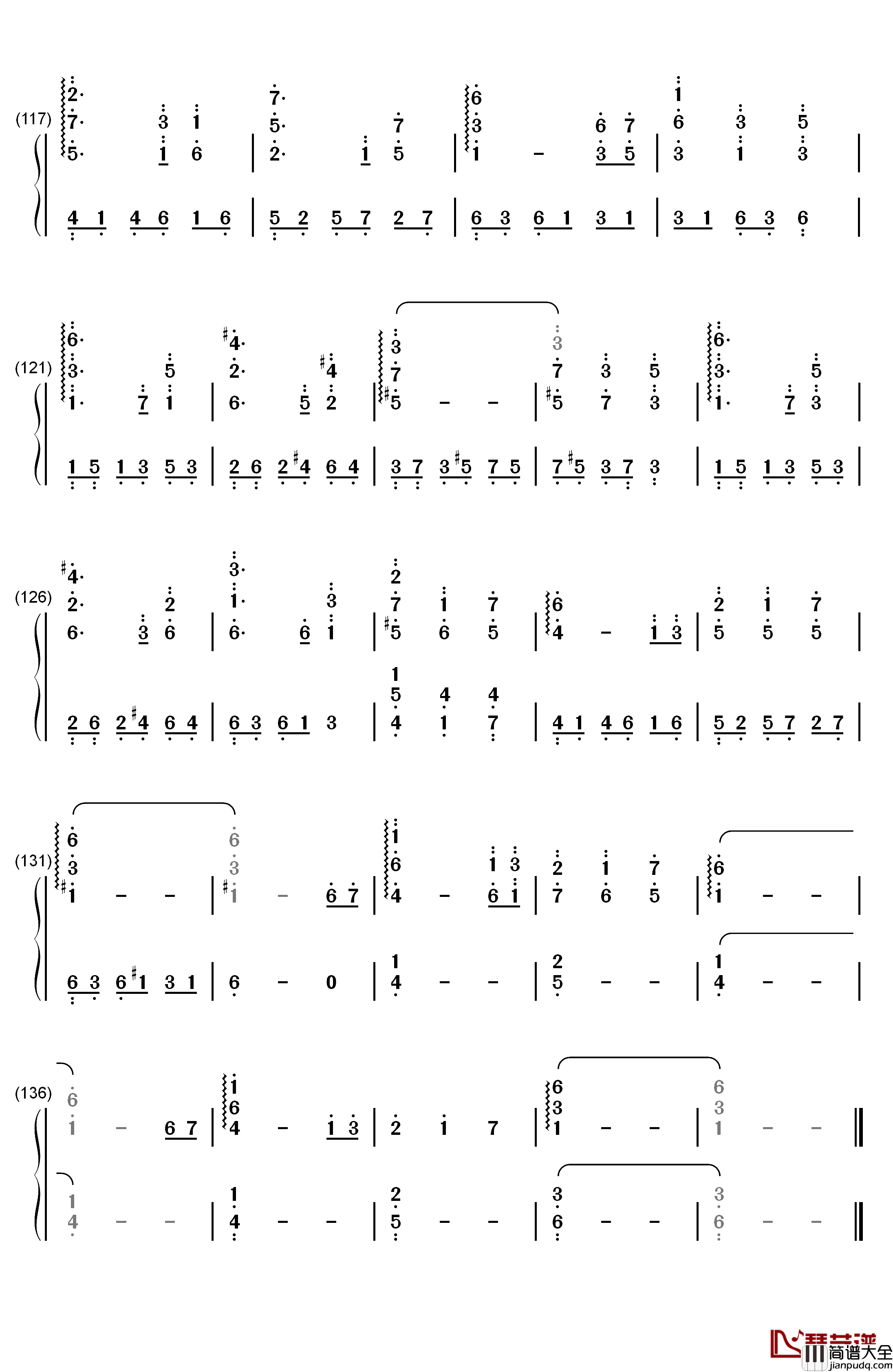 廃狱ララバイ钢琴简谱_数字双手_东方Project