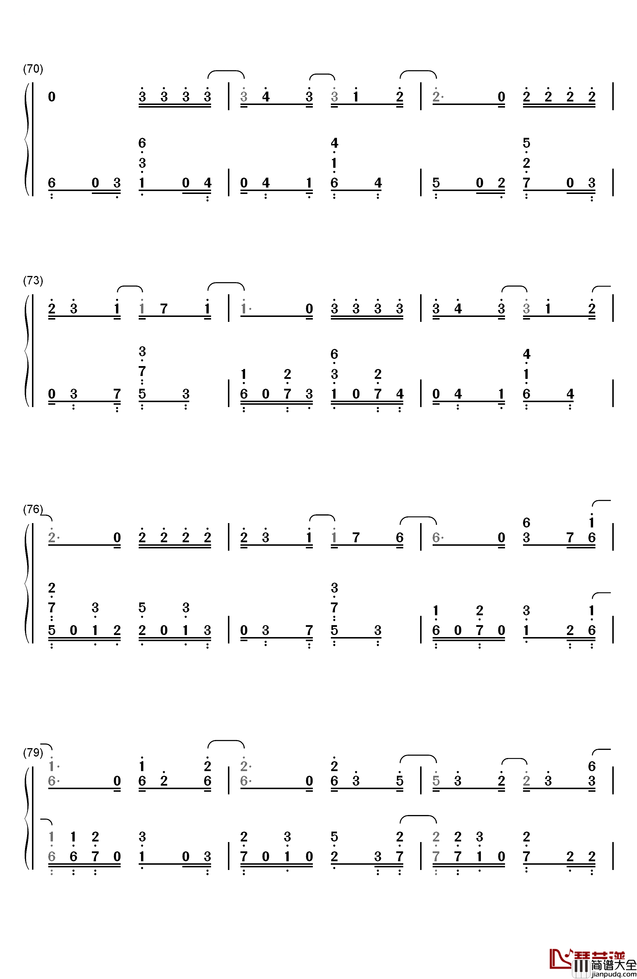 セツナドライブ钢琴简谱_数字双手_IA