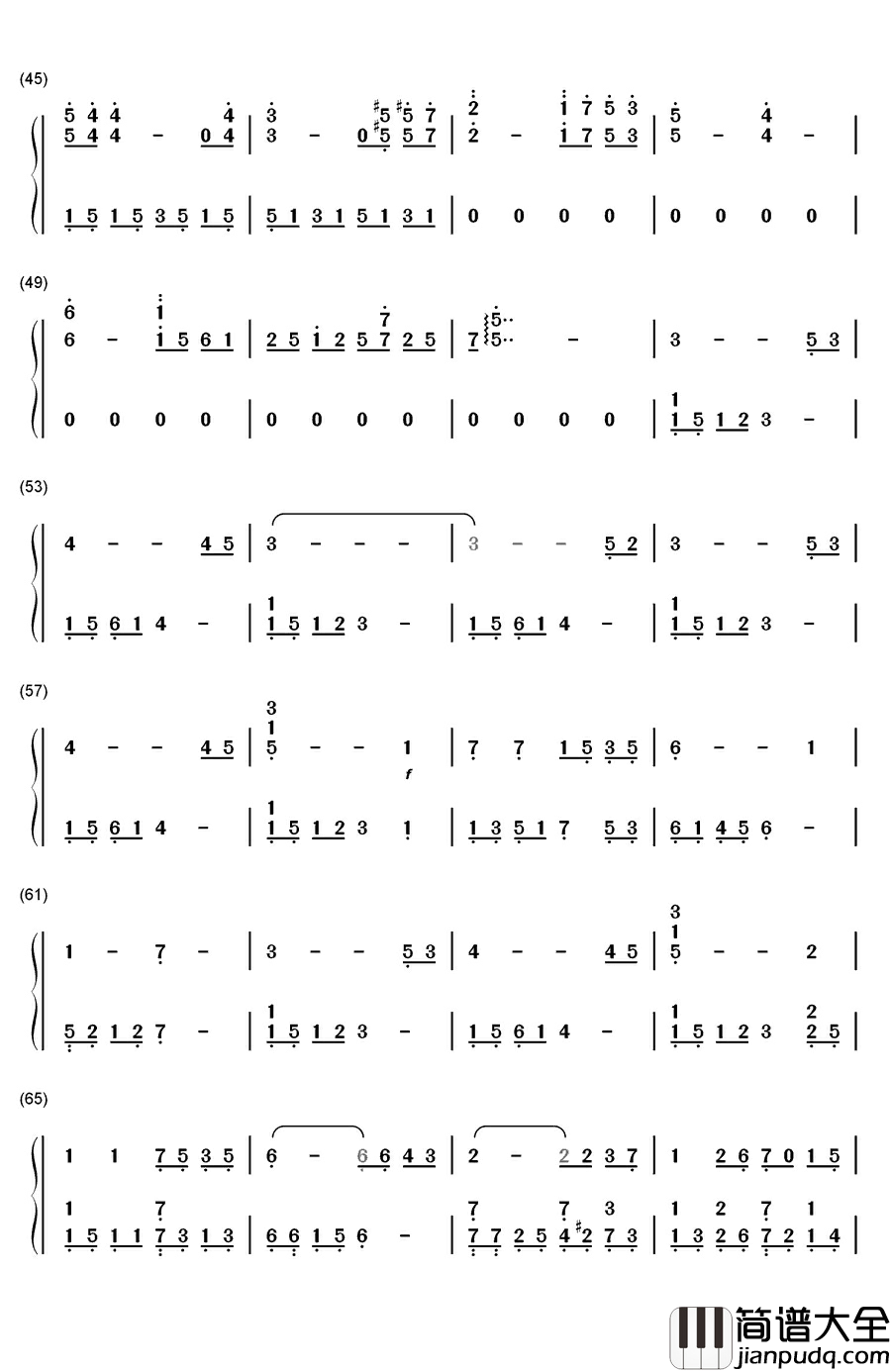 木漏れ日钢琴简谱_数字双手_riya