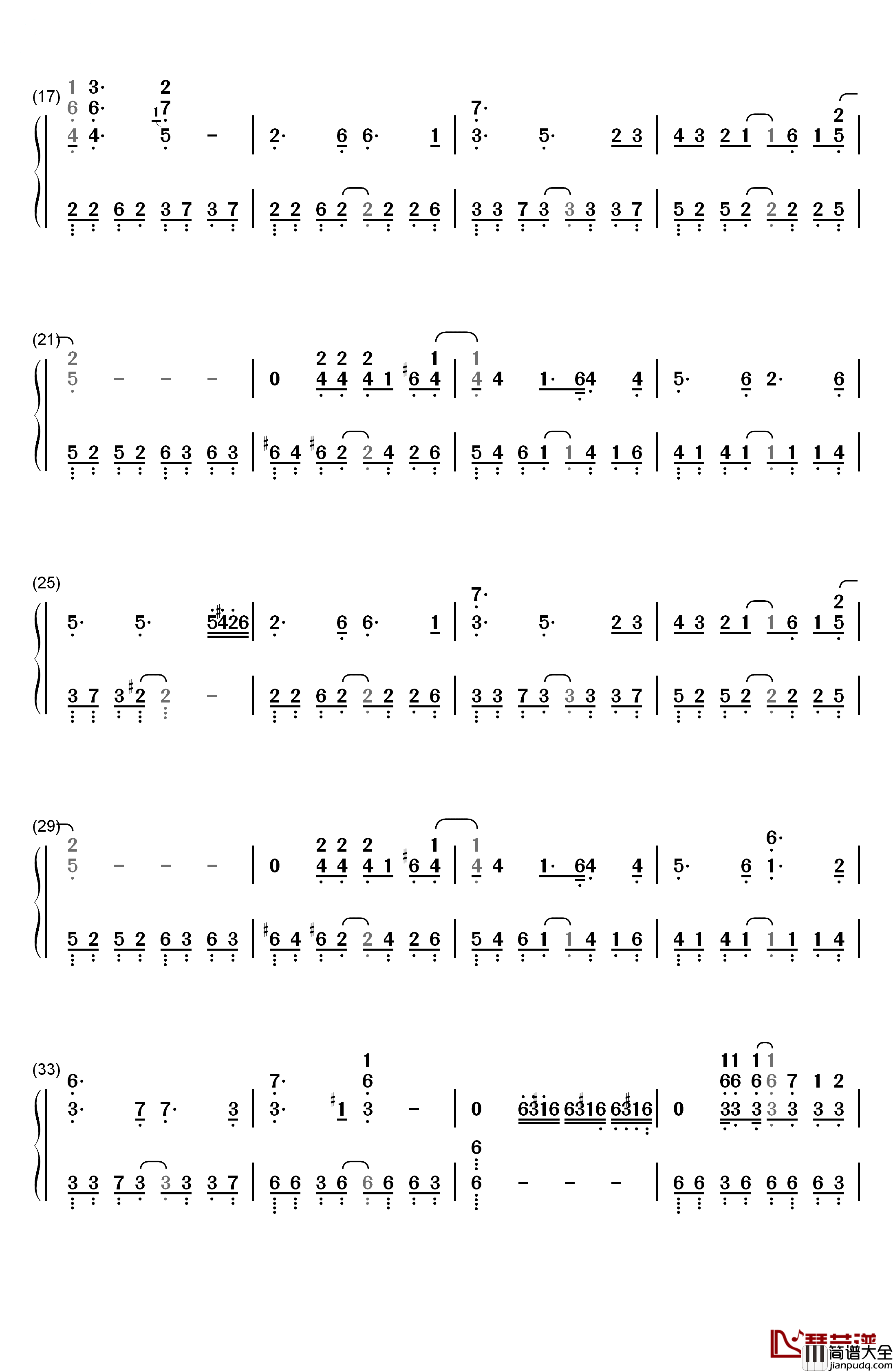 ライオン钢琴简谱_数字双手_May'n/中岛_爱