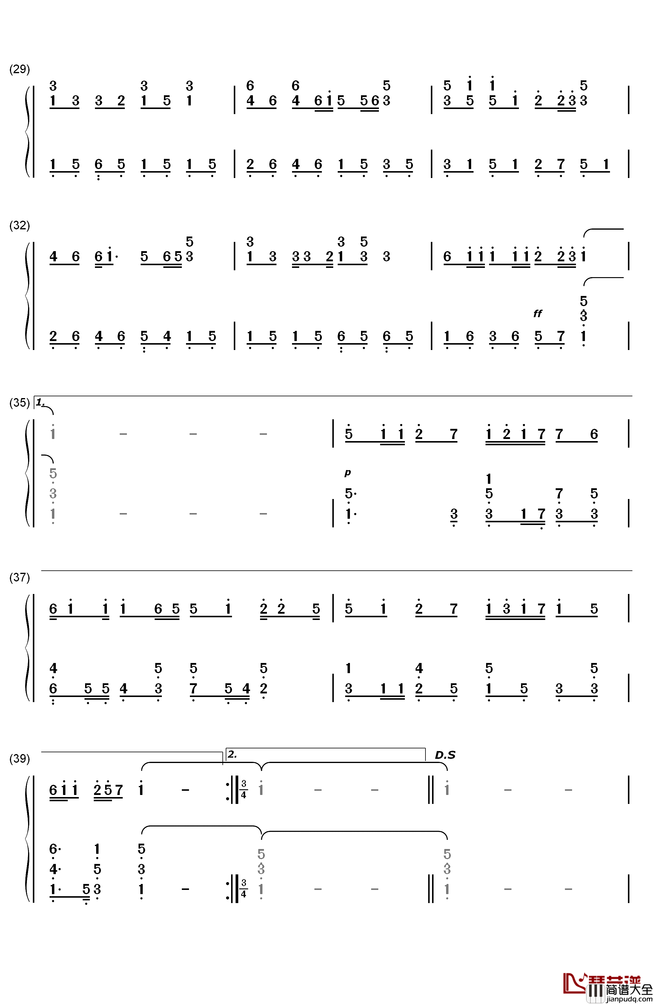 红山果钢琴简谱_数字双手_安与骑兵