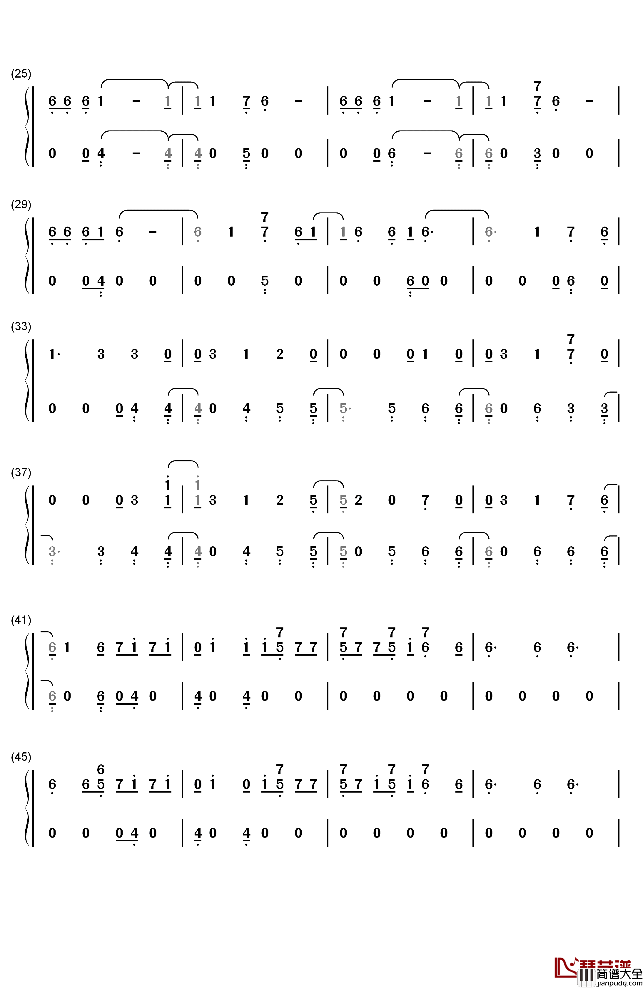 Fake_Love钢琴简谱_数字双手_防弹少年团