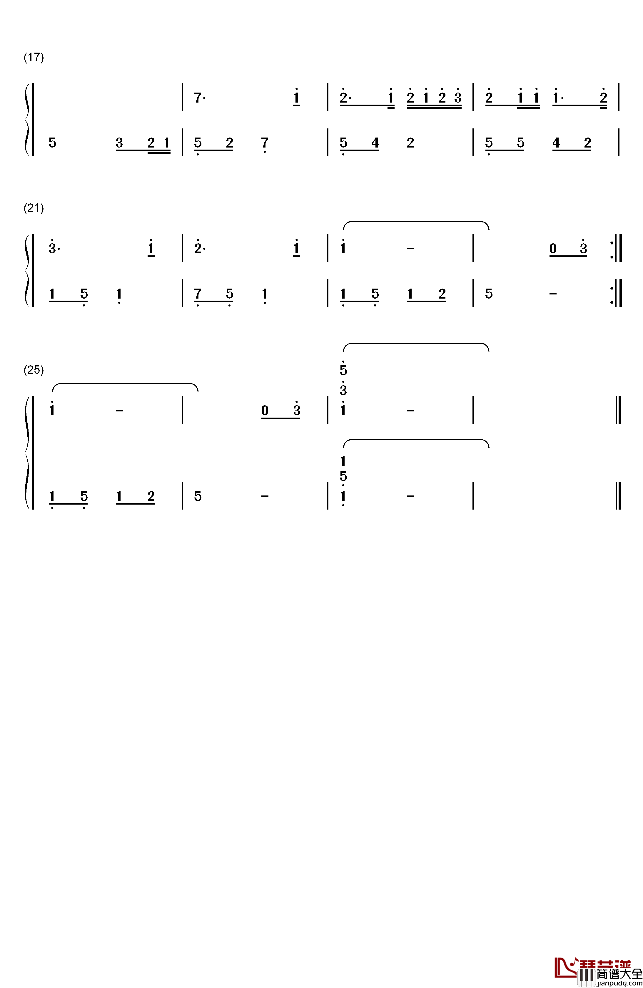 宝贝钢琴简谱_数字双手_外国儿歌钢琴曲集之一