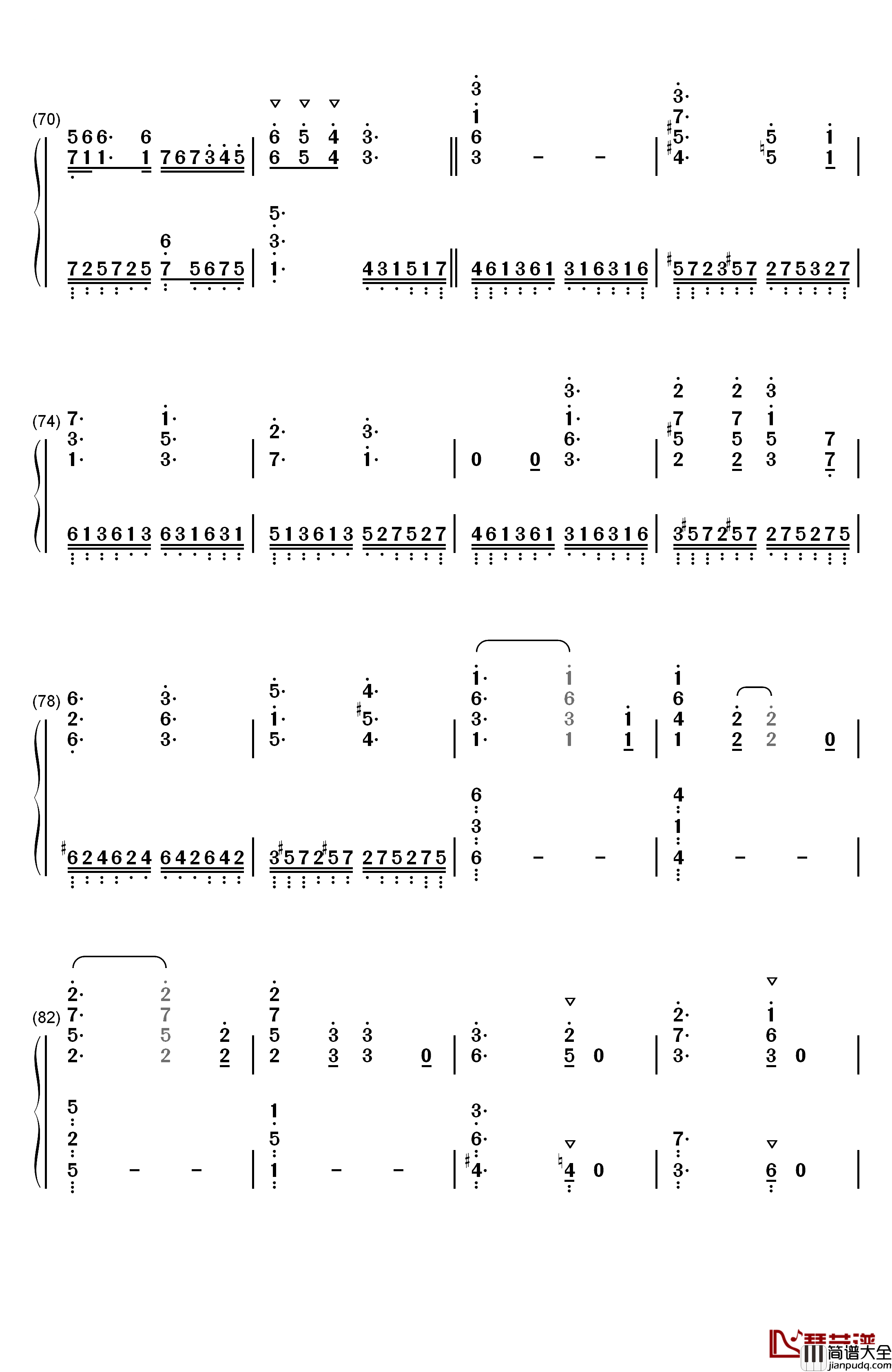 Here钢琴简谱_数字双手_JUNNA