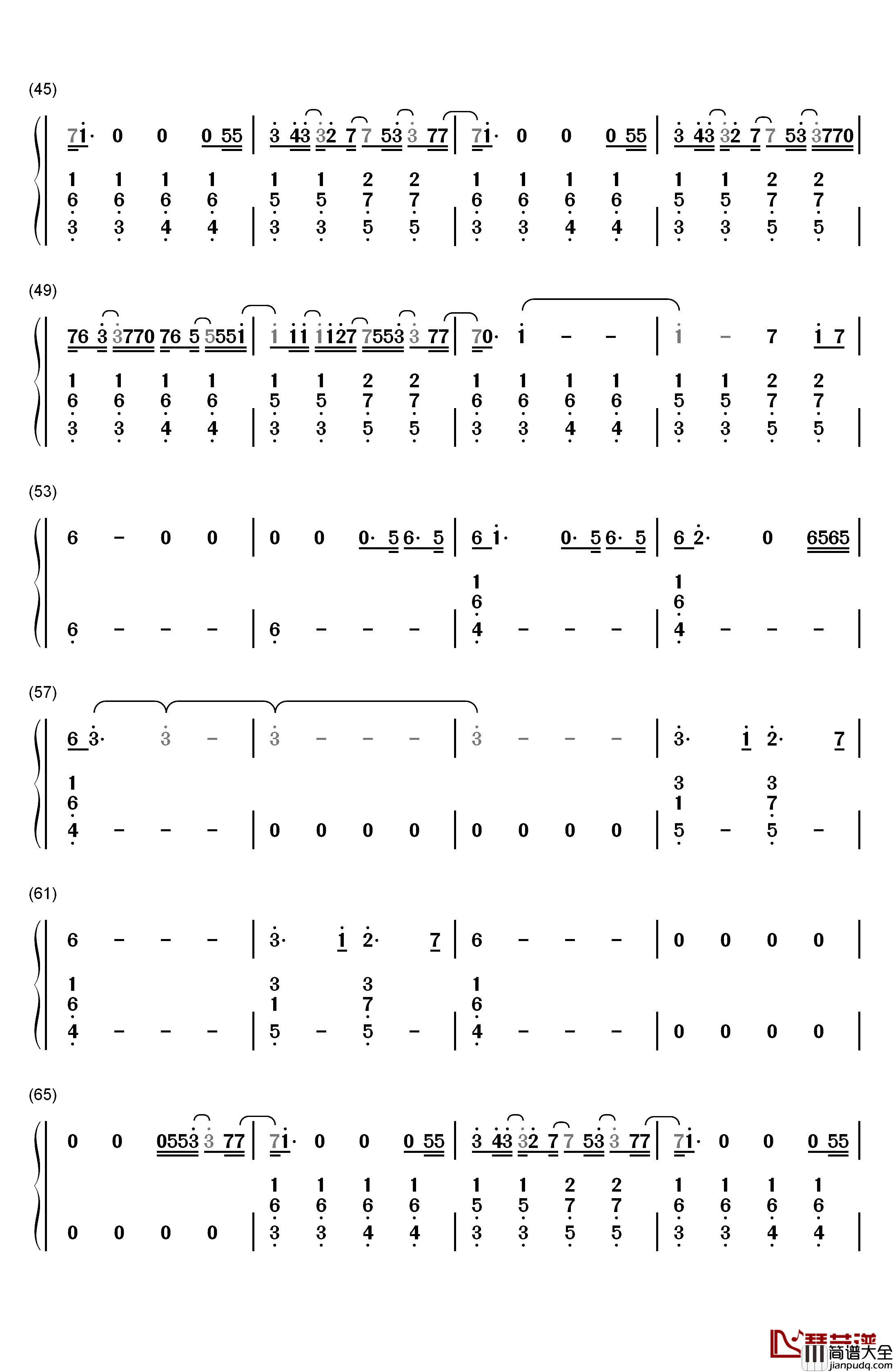 Human钢琴简谱_数字双手_Christina_Perri