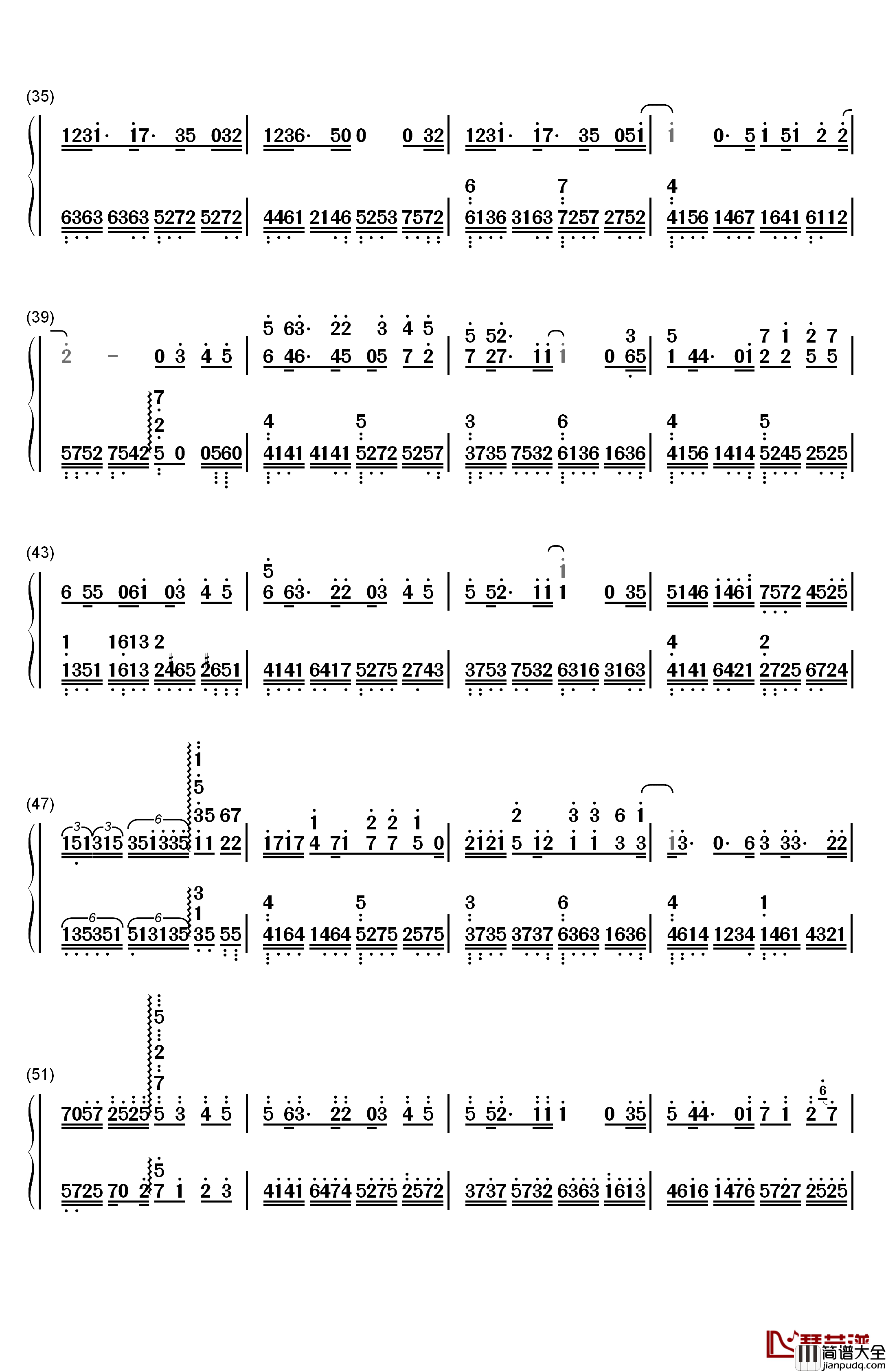 晴钢琴简谱_数字双手_汪苏泷