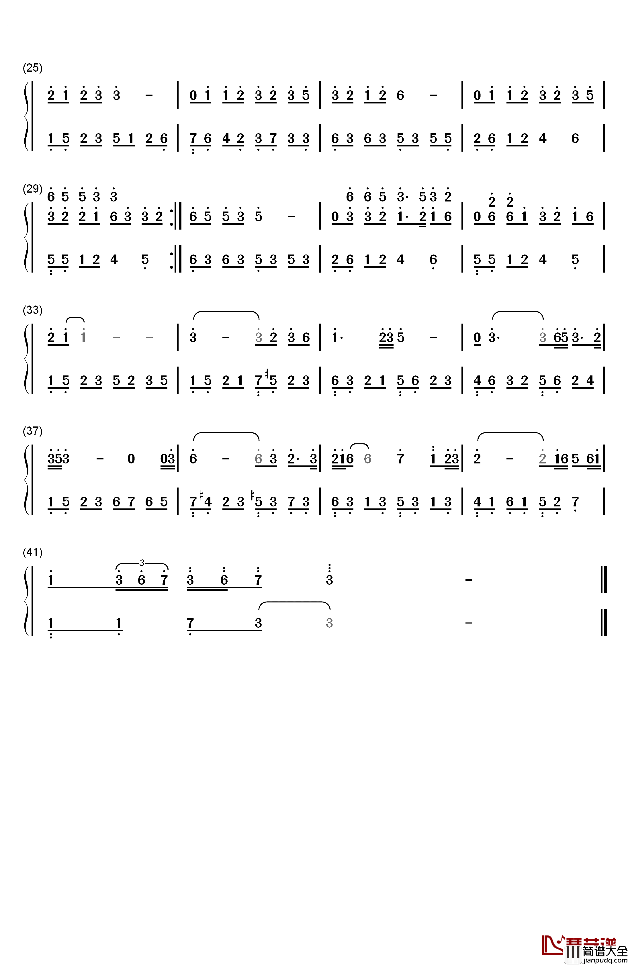 东风破钢琴简谱_数字双手_周杰伦