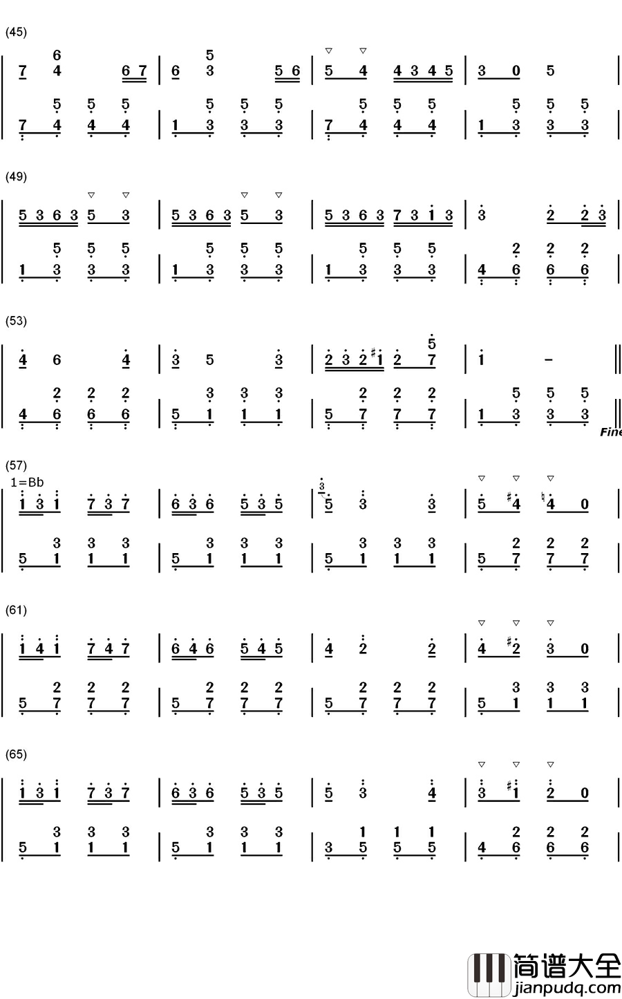 游行进行曲钢琴简谱_数字双手_H.利希纳