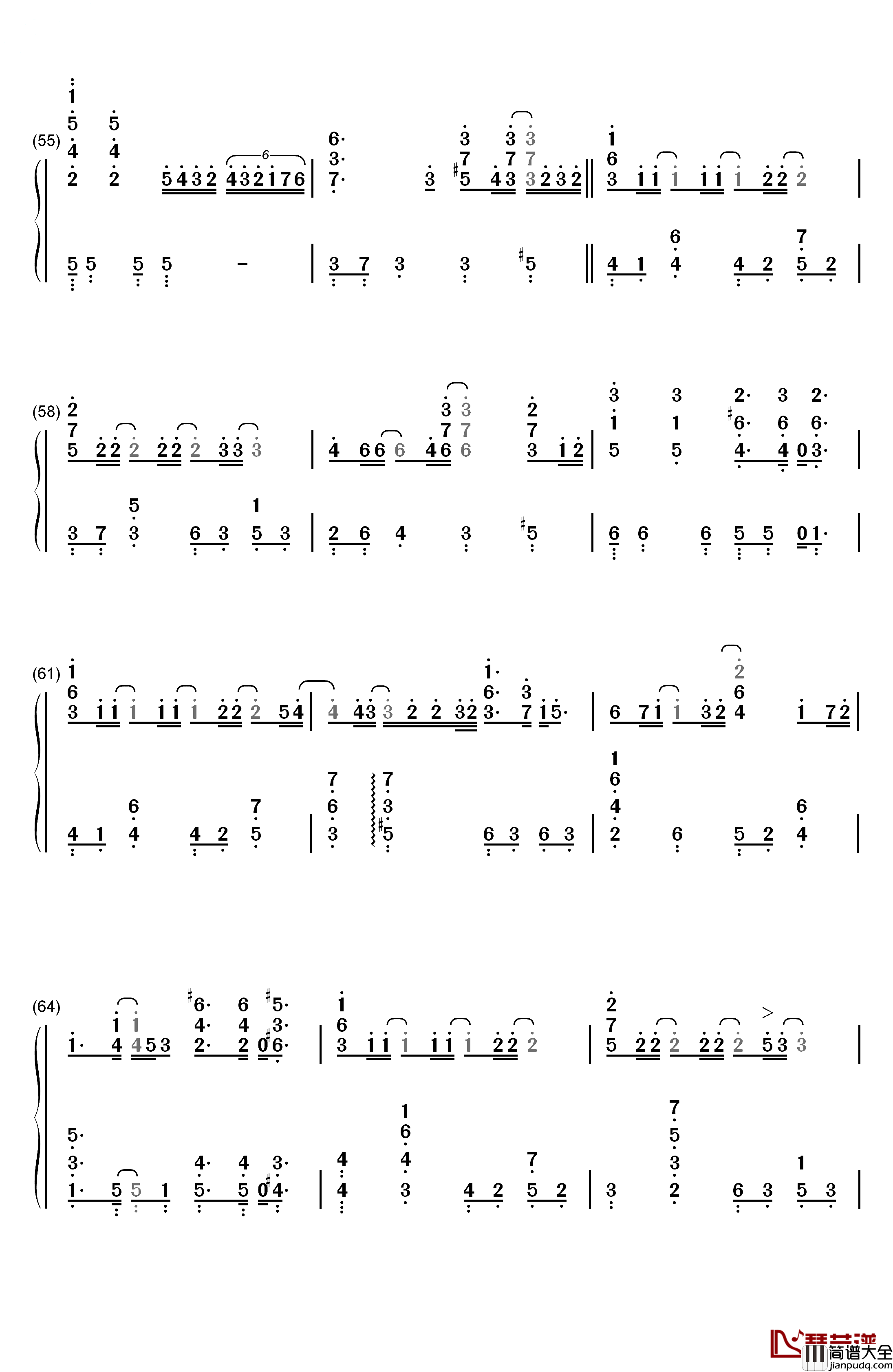 轻闭双眼钢琴简谱_数字双手_平井坚