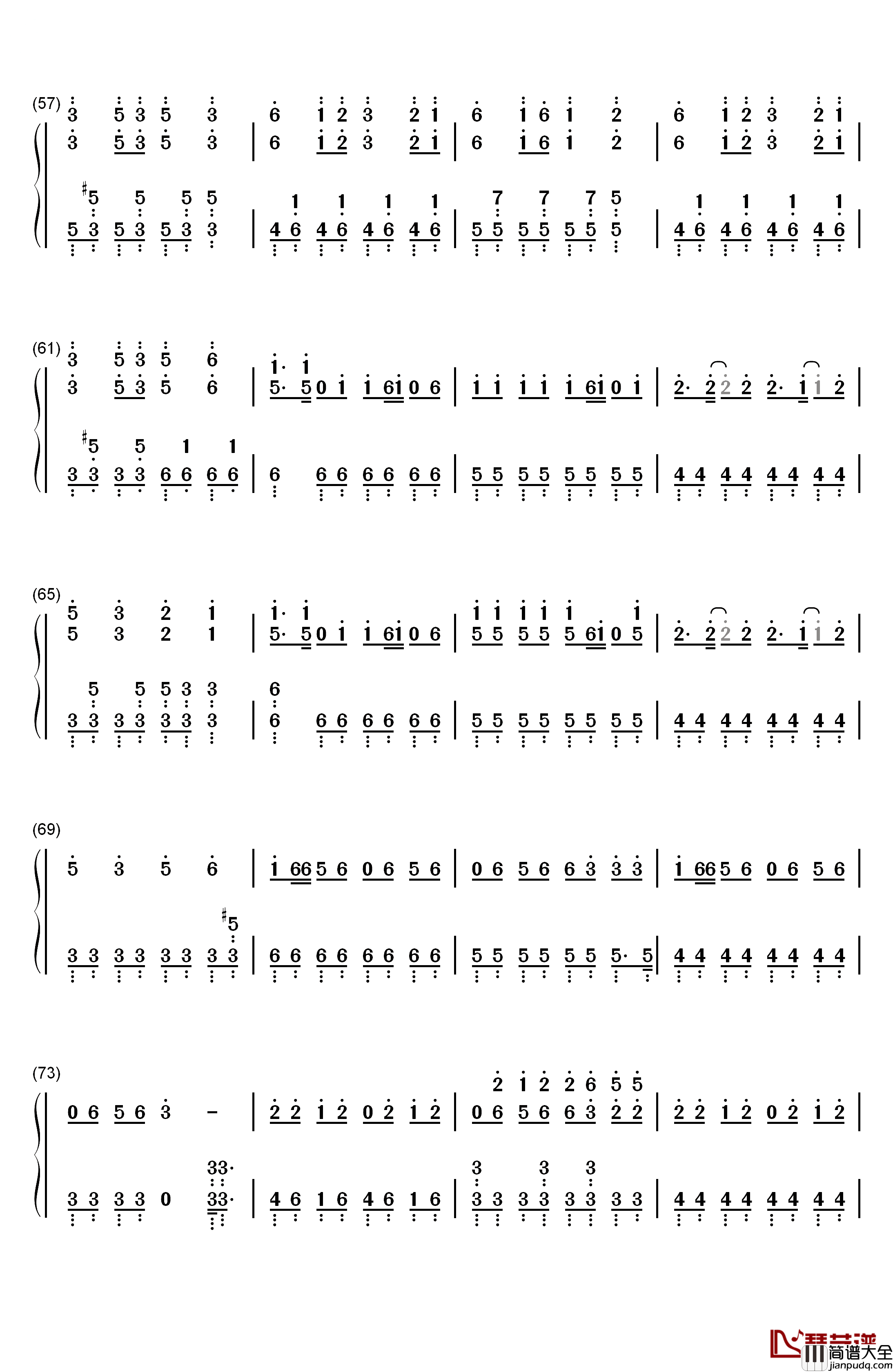 太阳系迪斯科钢琴简谱_数字双手_初音未来