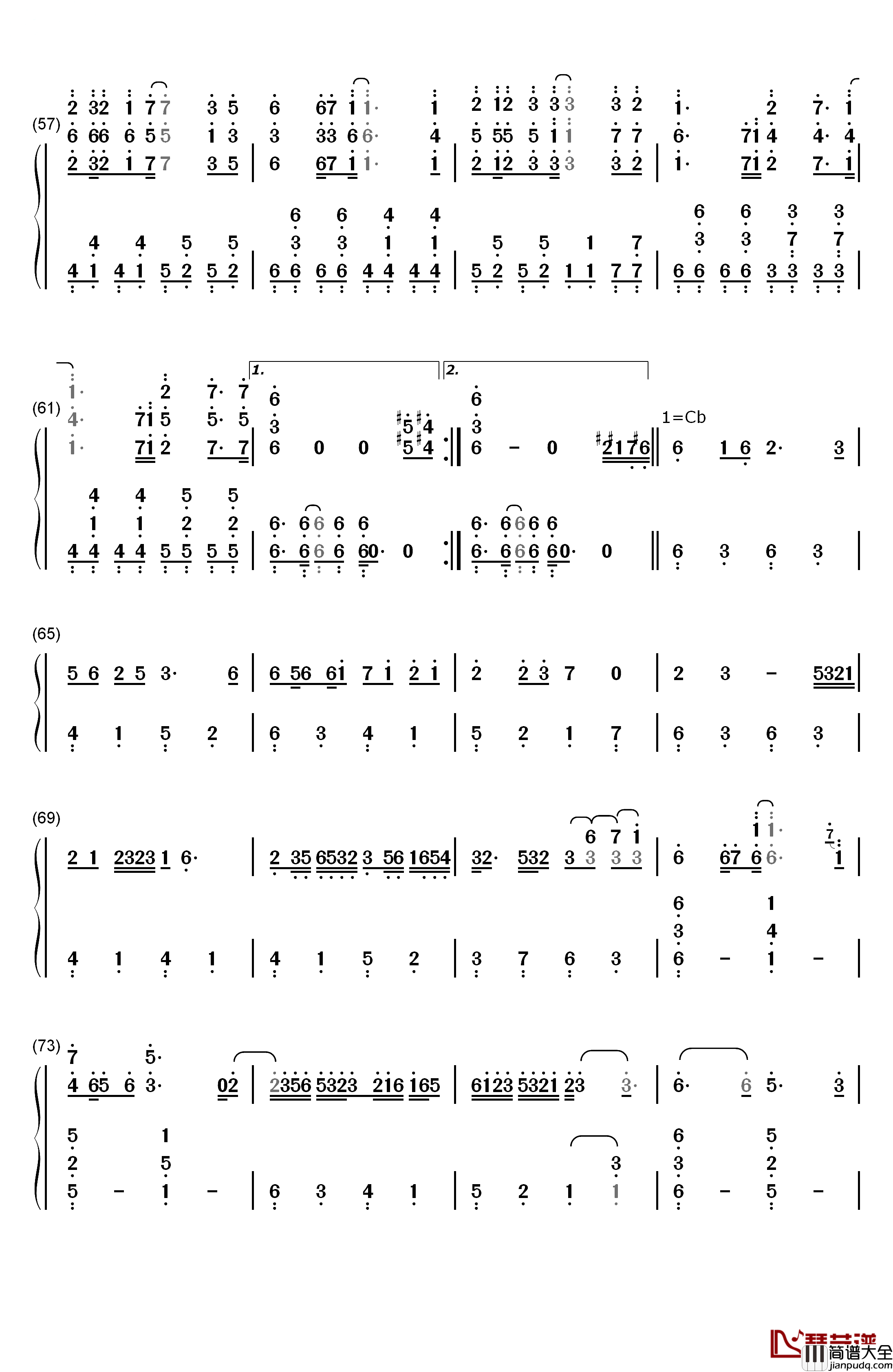 Hesitation_Snow钢琴简谱_数字双手_fripSide