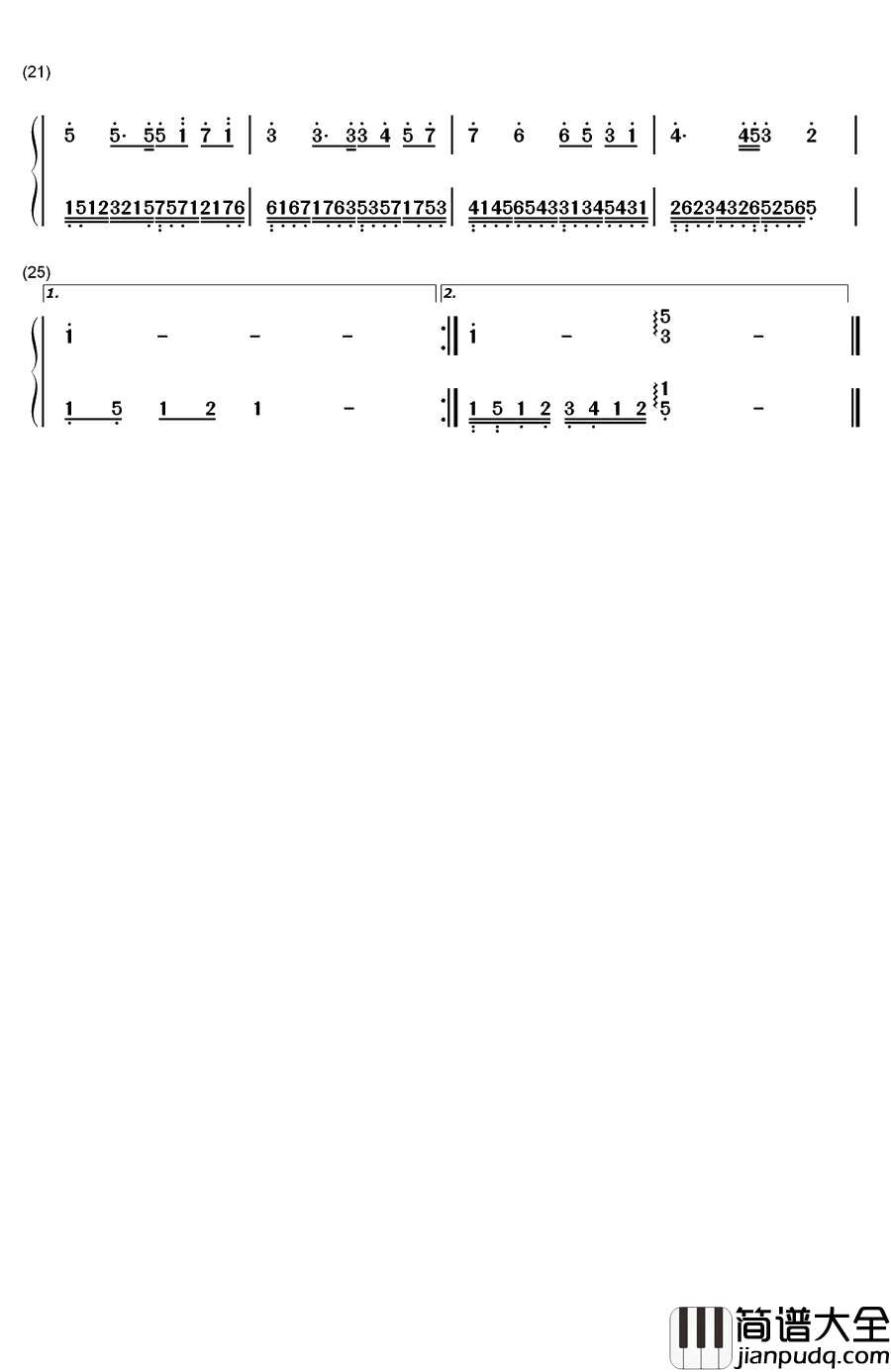 换季钢琴简谱_数字双手_金莎