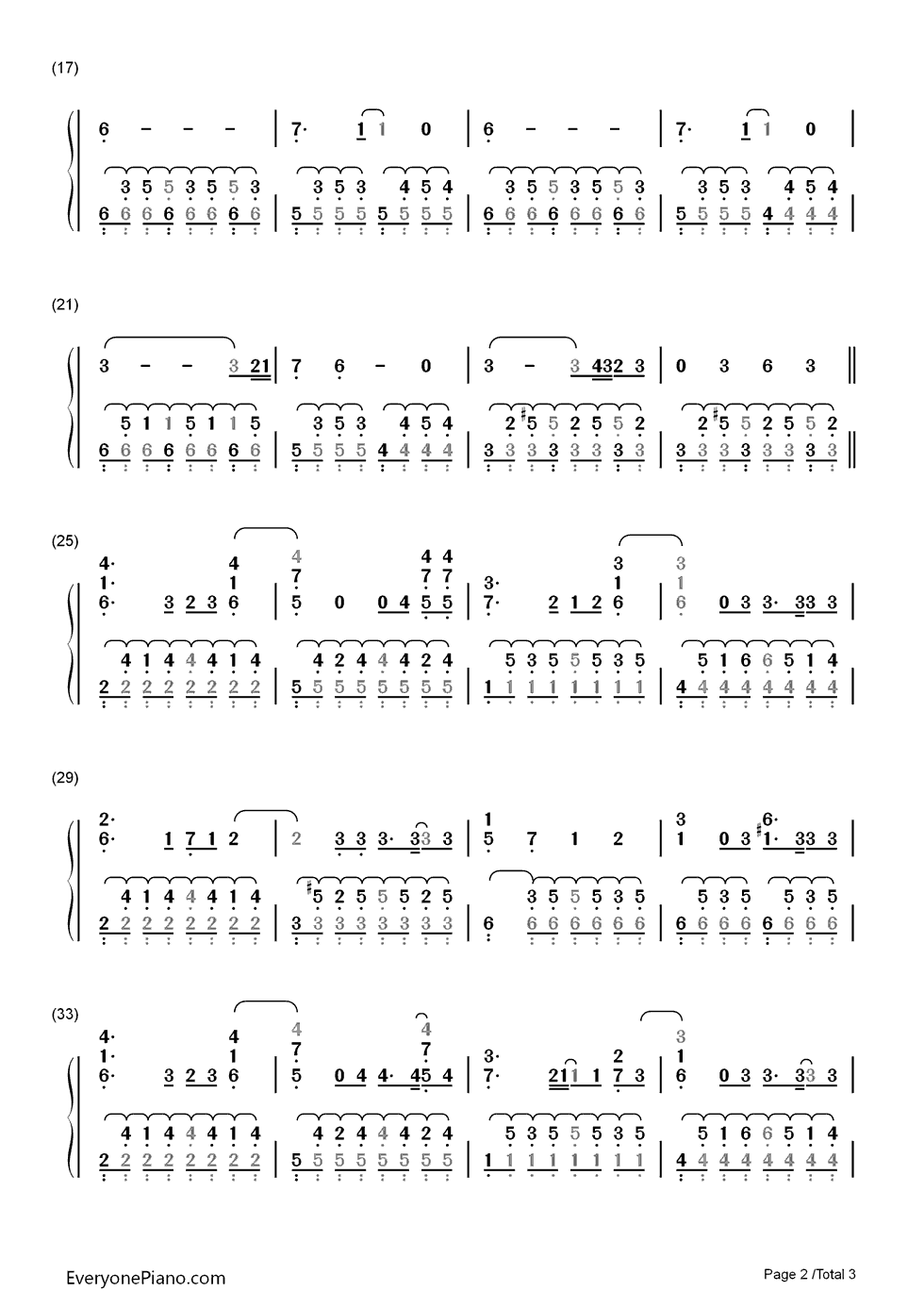 Million_Years_Ago钢琴简谱_数字双手_Adele