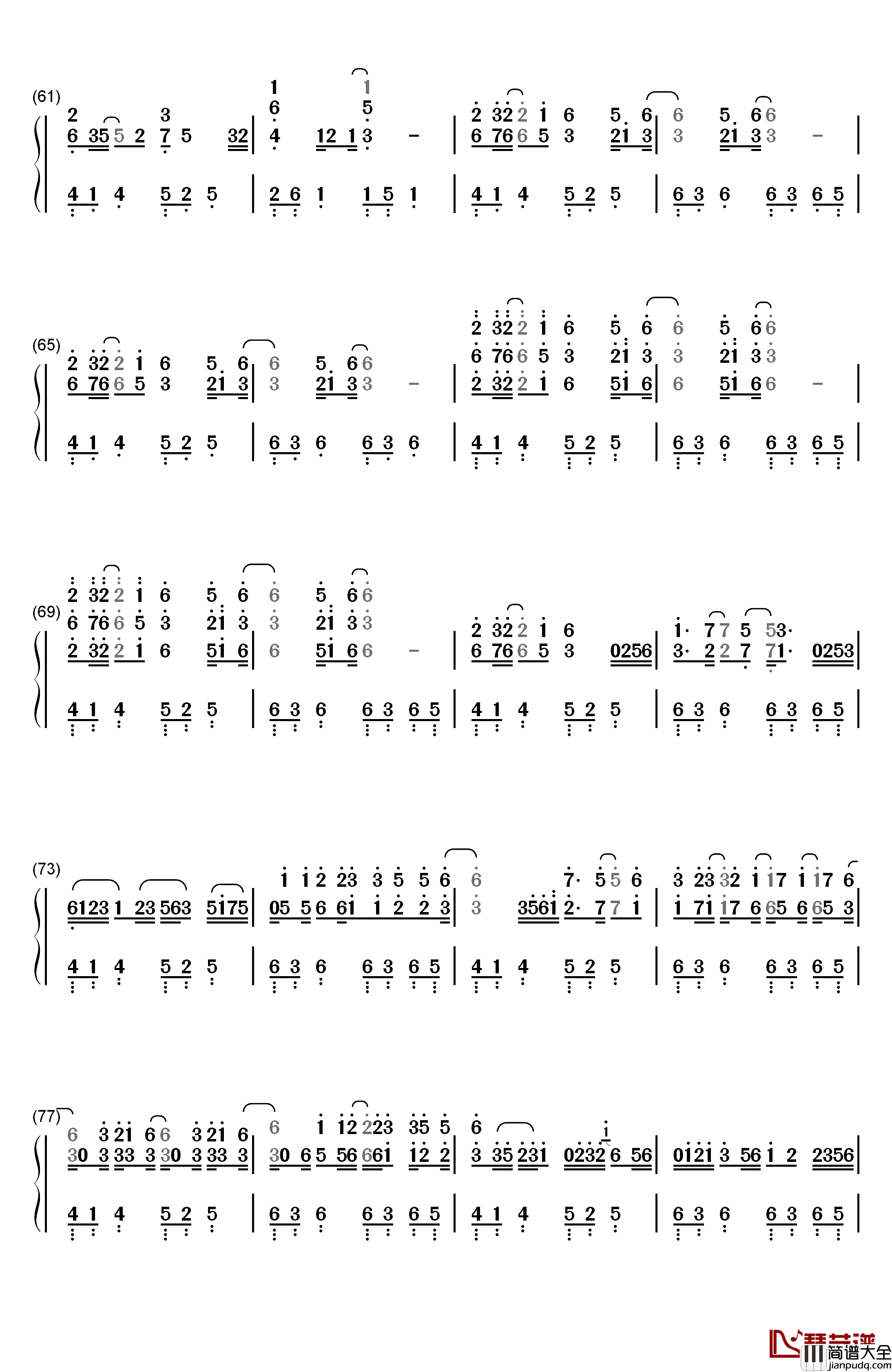 镜花水月钢琴简谱_数字双手_西村由纪江